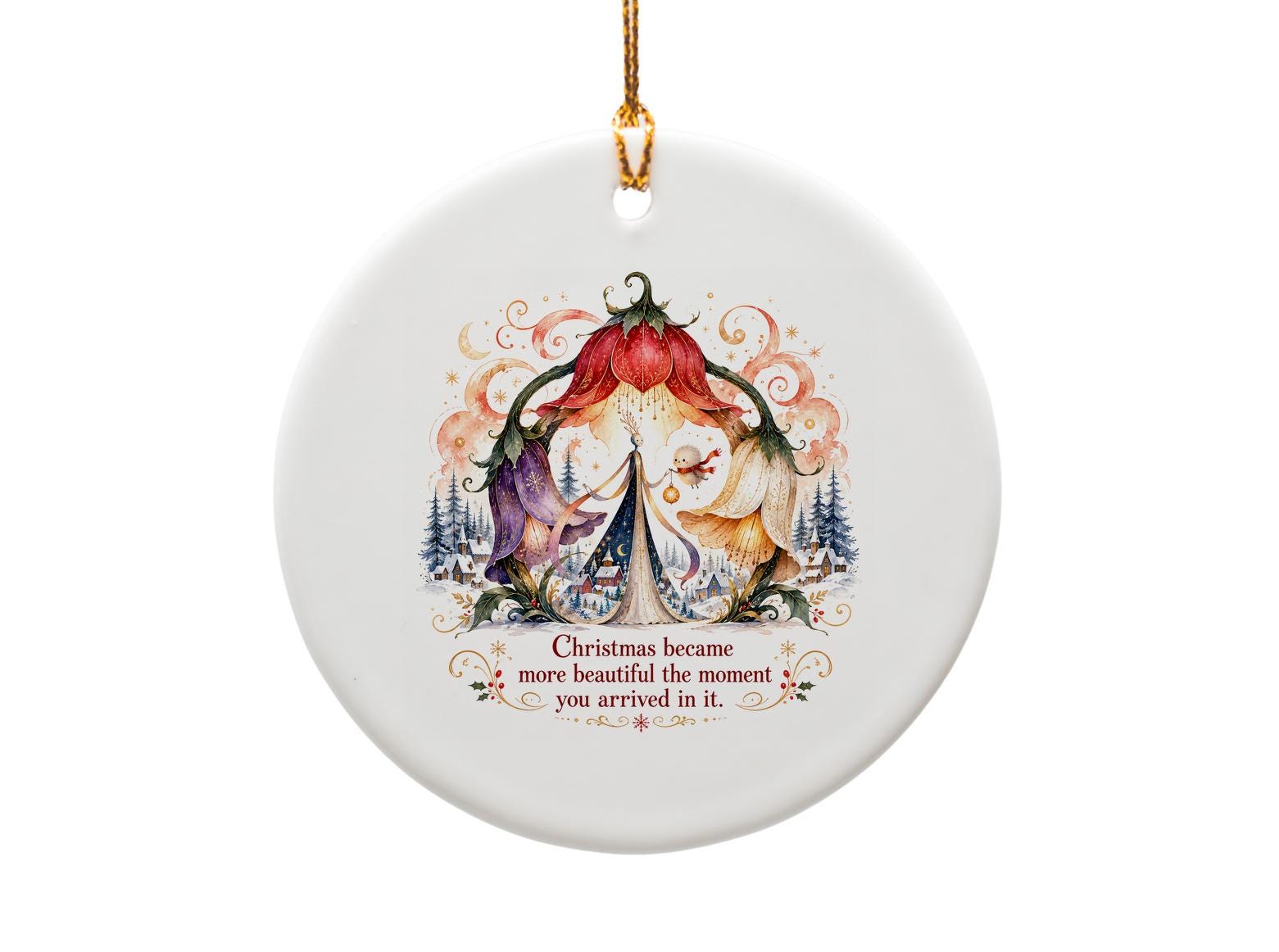 Christmas Became More Beautiful Ornament Whimsical Holiday Decor Festive Gift For Him Her Xmas Decoration Winter Scene O1434