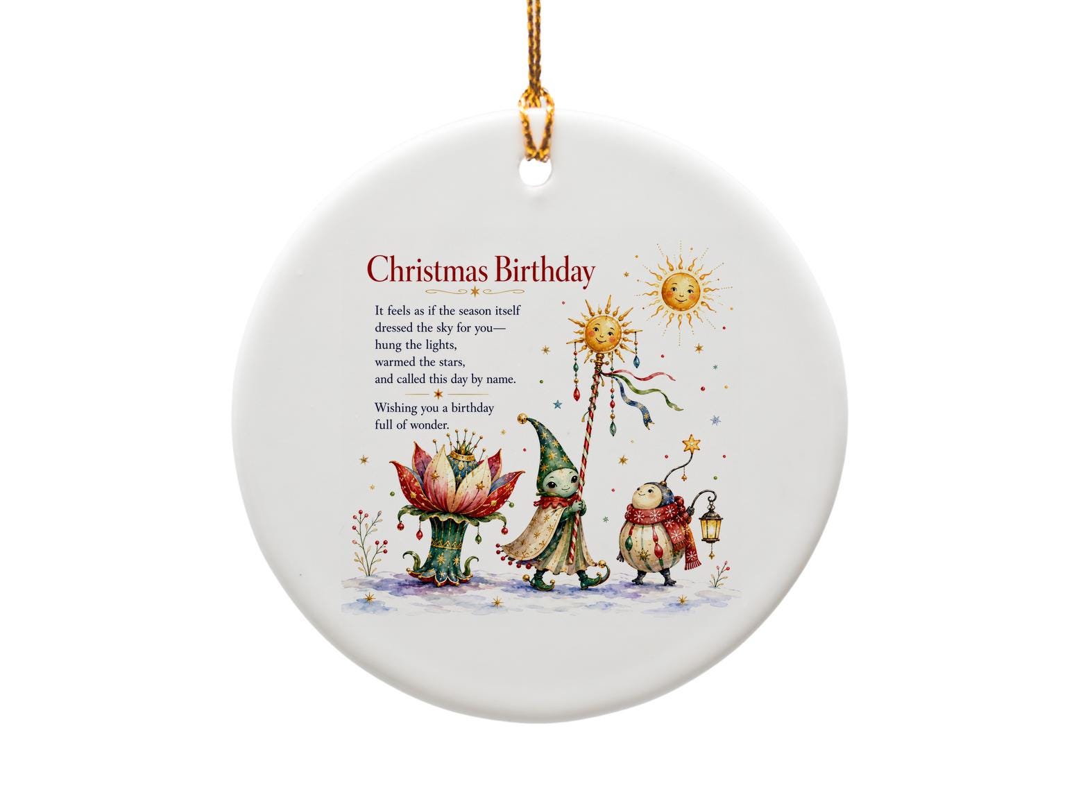 Christmas Birthday Ornament Whimsical Holiday Characters Festive Decoration Unique Gift Idea Seasonal Home Decor O1440