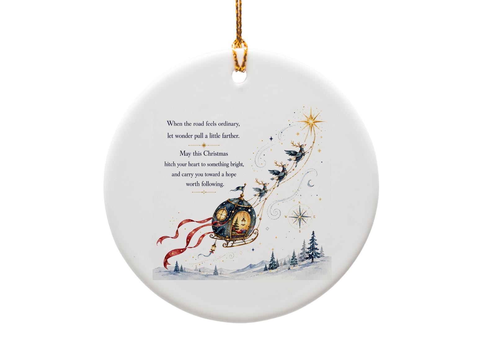 When The Road Feels Ordinary Christmas Ornament Festive Sleigh Reindeer Holiday Decor Inspirational Gift O1441
