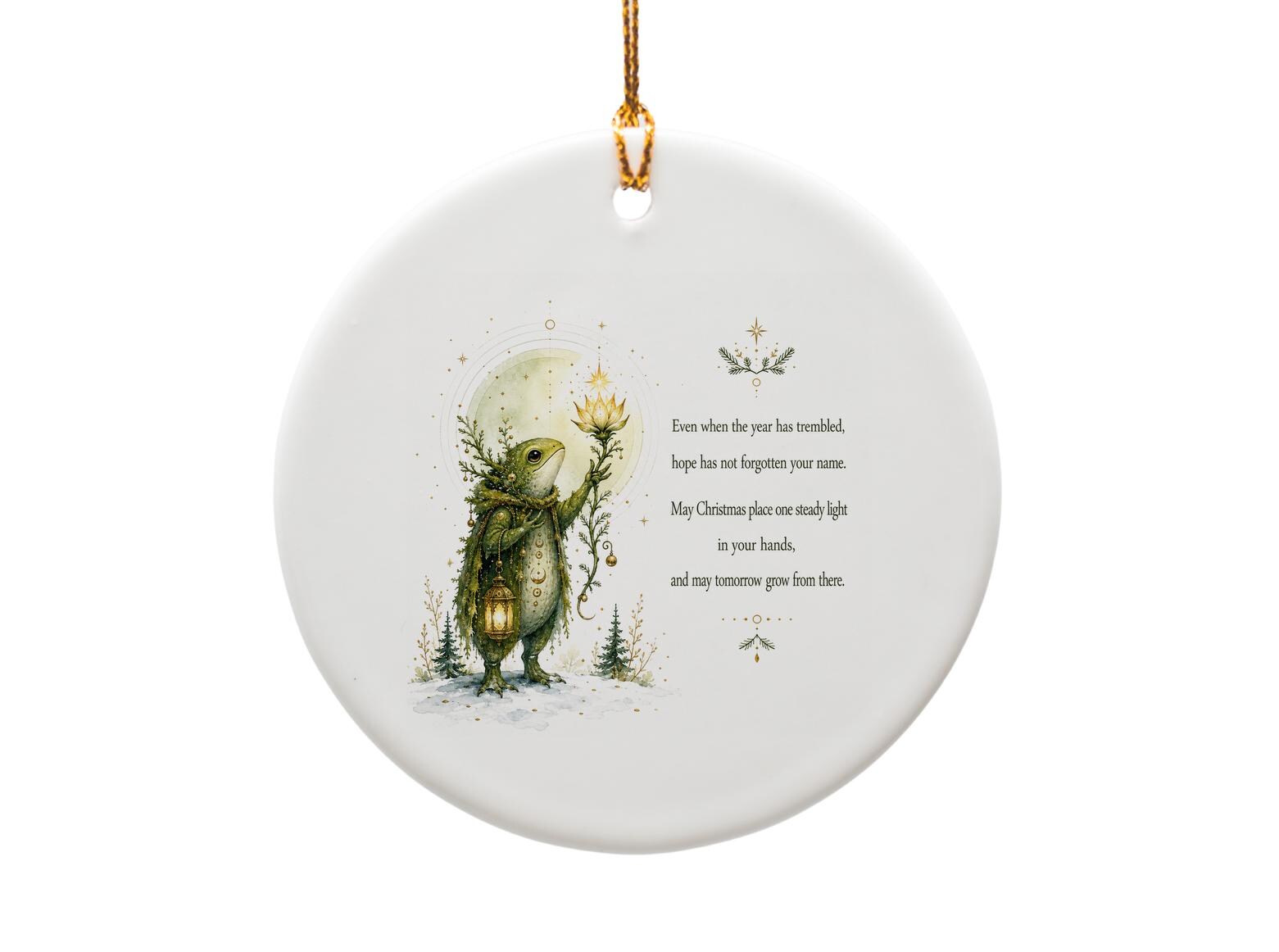 Even When The Year Has Trembled Christmas Ornament Frog Lantern Holiday Decor Inspirational Gift Winter Home Decoration O1461