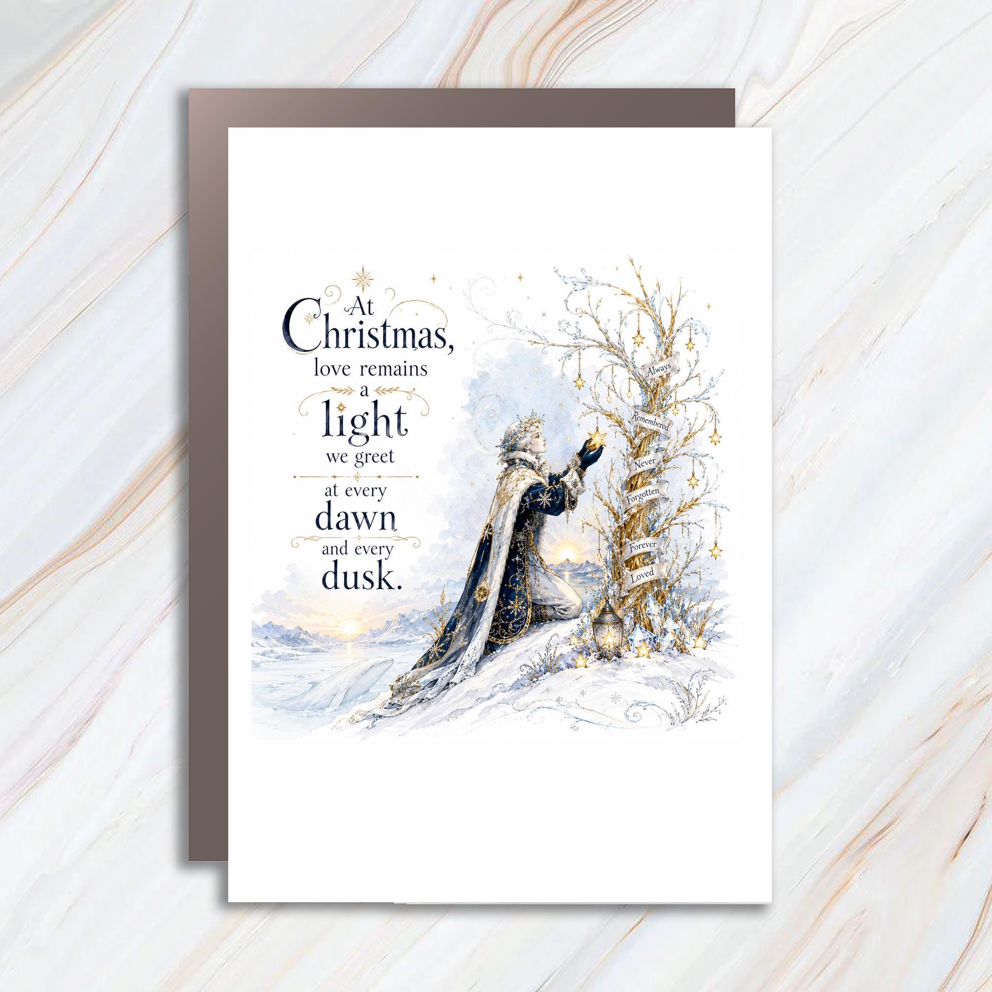 At Christmas Love Remains A Light Christmas Card Winter Scene Holiday Greeting Card Festive Wishes For Loved Ones C1458