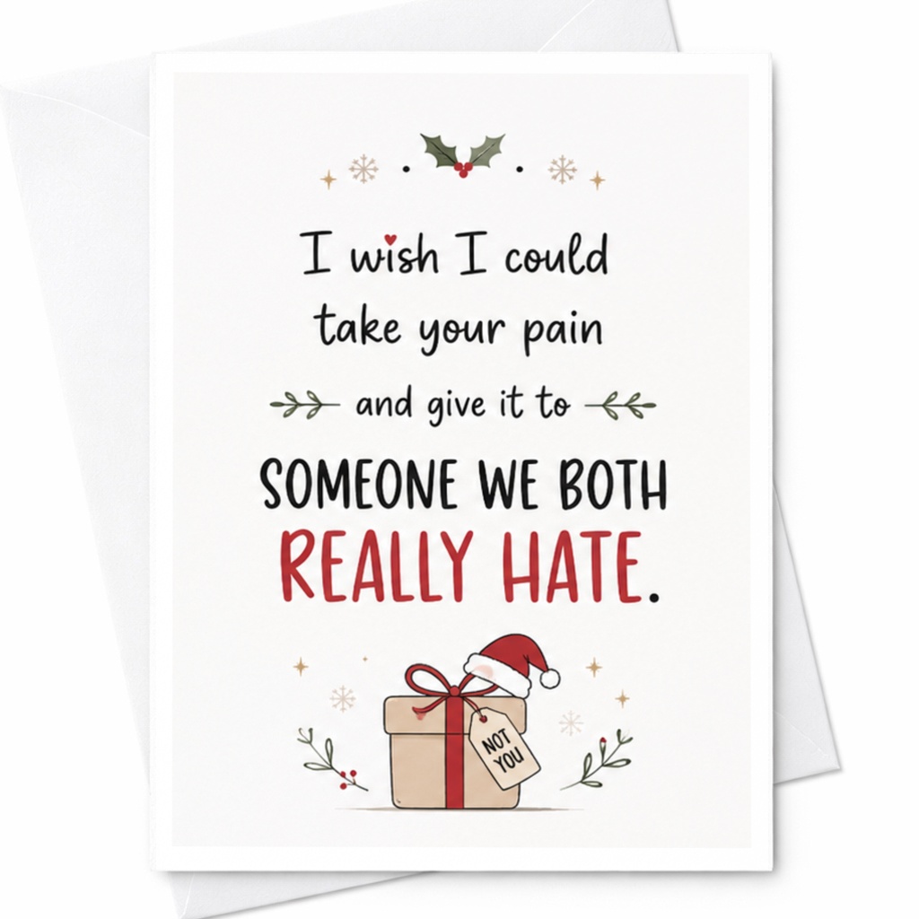 I Wish I Could Take Your Pain Funny Christmas Card Holiday Greeting Card For Friend Cute Gift Illustration C6380