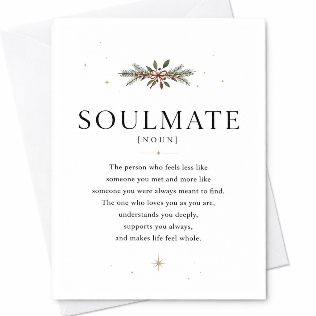 Soulmate [noun] Romantic Love Card Soulmate Definition Card Anniversary Card For Partner Sweet Sentimental Greeting Card C6389