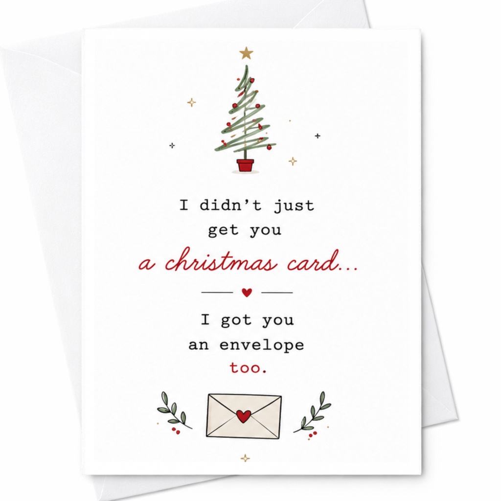 I Didn't Just Get You A Christmas Card Funny Christmas Card With Tree And Envelope Holiday Card For Friends Family C6378