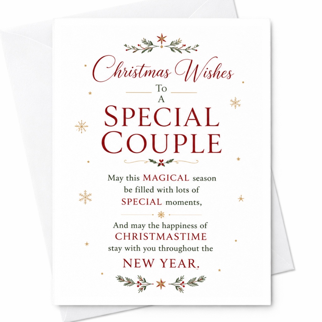 Christmas Wishes To A Special Couple Festive Christmas Card For Couple Holiday Greeting Card Magical Season New Year C6422