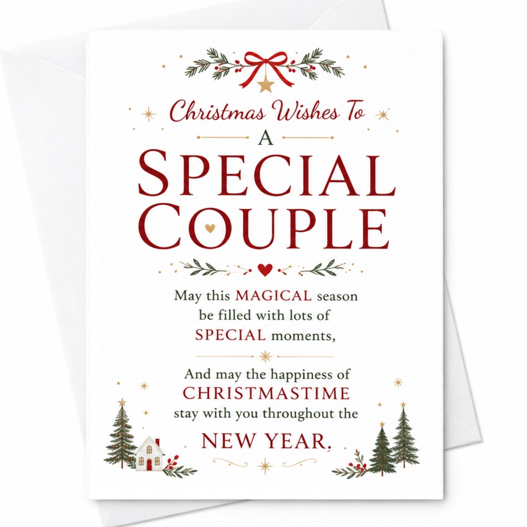Christmas Wishes To A Special Couple Christmas Card Holiday Greeting Card For Couple Festive Season Card Romantic Xmas Card C6423