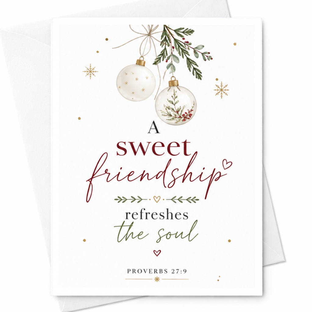 A Sweet Friendship Refreshes The Soul Friendship Card Proverbs 27:9 Inspirational Greeting Card For Friend Cute C6429