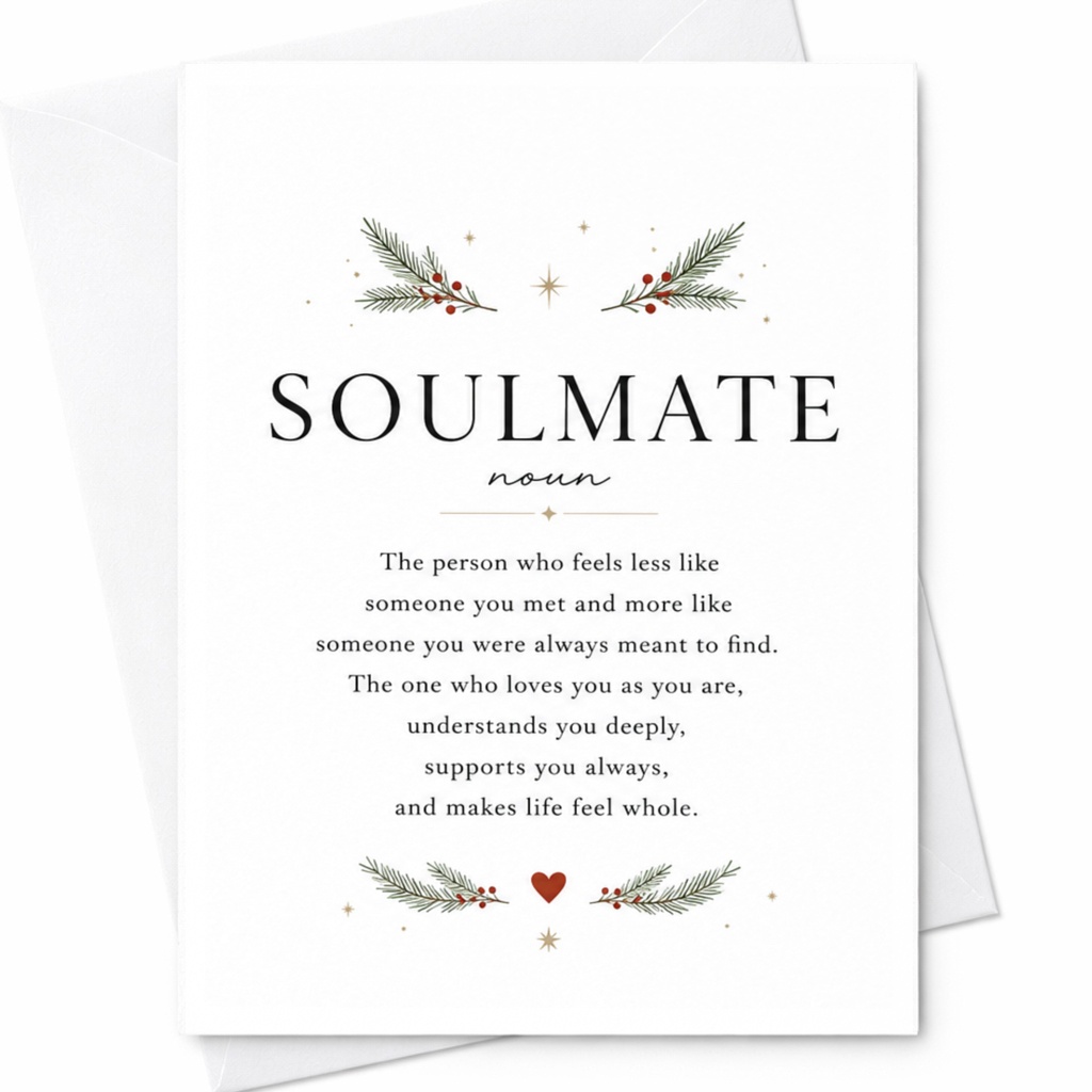 Soulmate Noun Definition Love Card Romantic Anniversary Card For Partner Sweet Sentimental Greeting Card For Him Or Her C6390