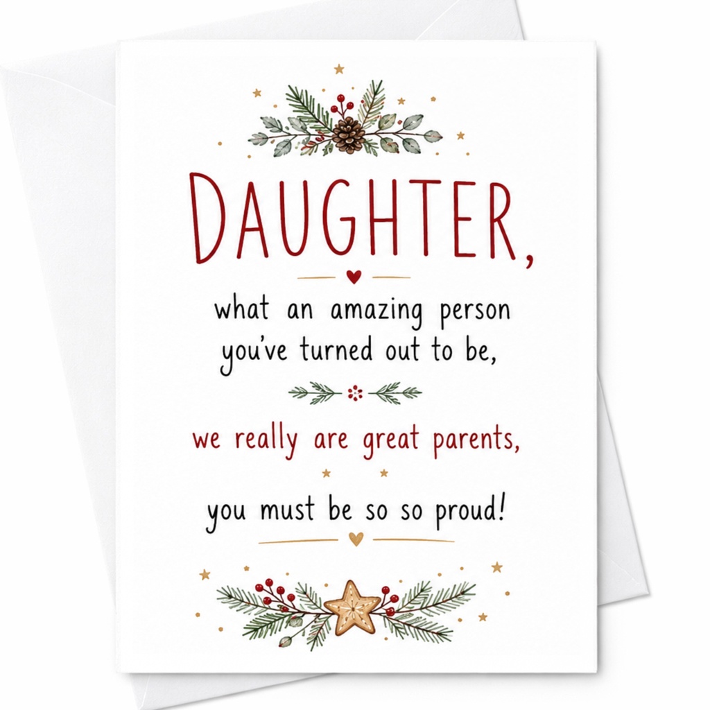 Daughter, What An Amazing Person You've Turned Out To Be Christmas Card Festive Holiday Card For Daughter From Parents Cute C6464