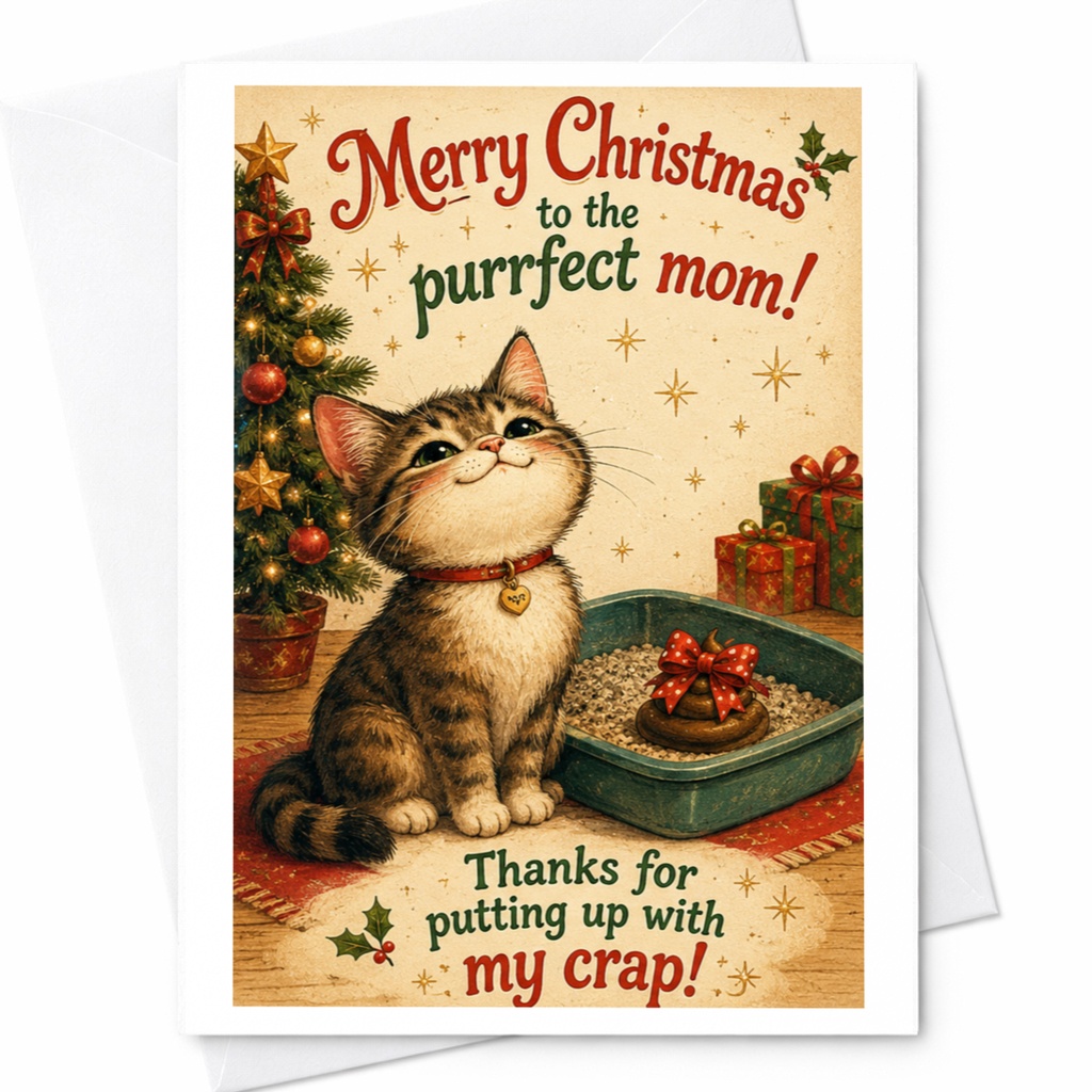 Merry Christmas To The Purrfect Mom Funny Cat Christmas Card For Cat Lover Mom Cute Holiday Greeting Card With C6470