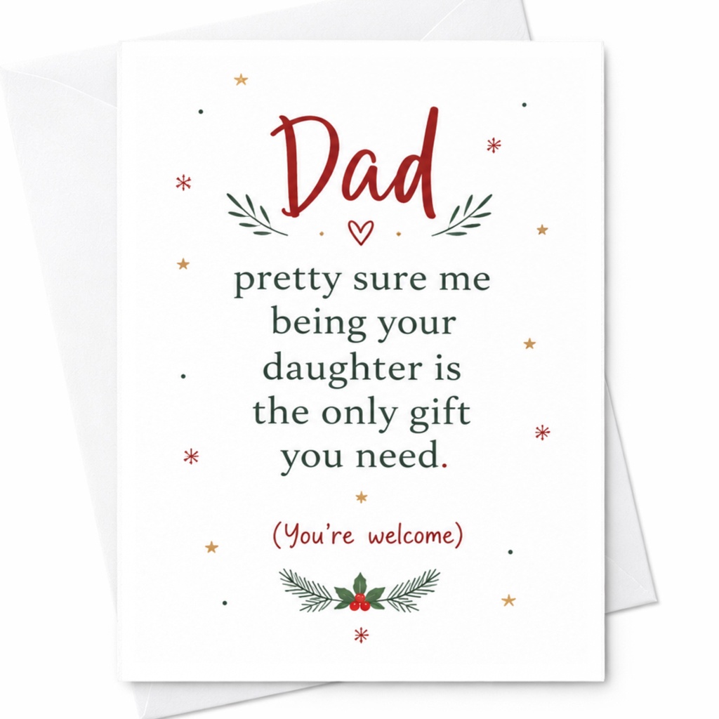 Dad Pretty Sure Me Being Your Daughter Is The Only Gift You Need Funny Father's Day Card From Daughter Dad Card C6396