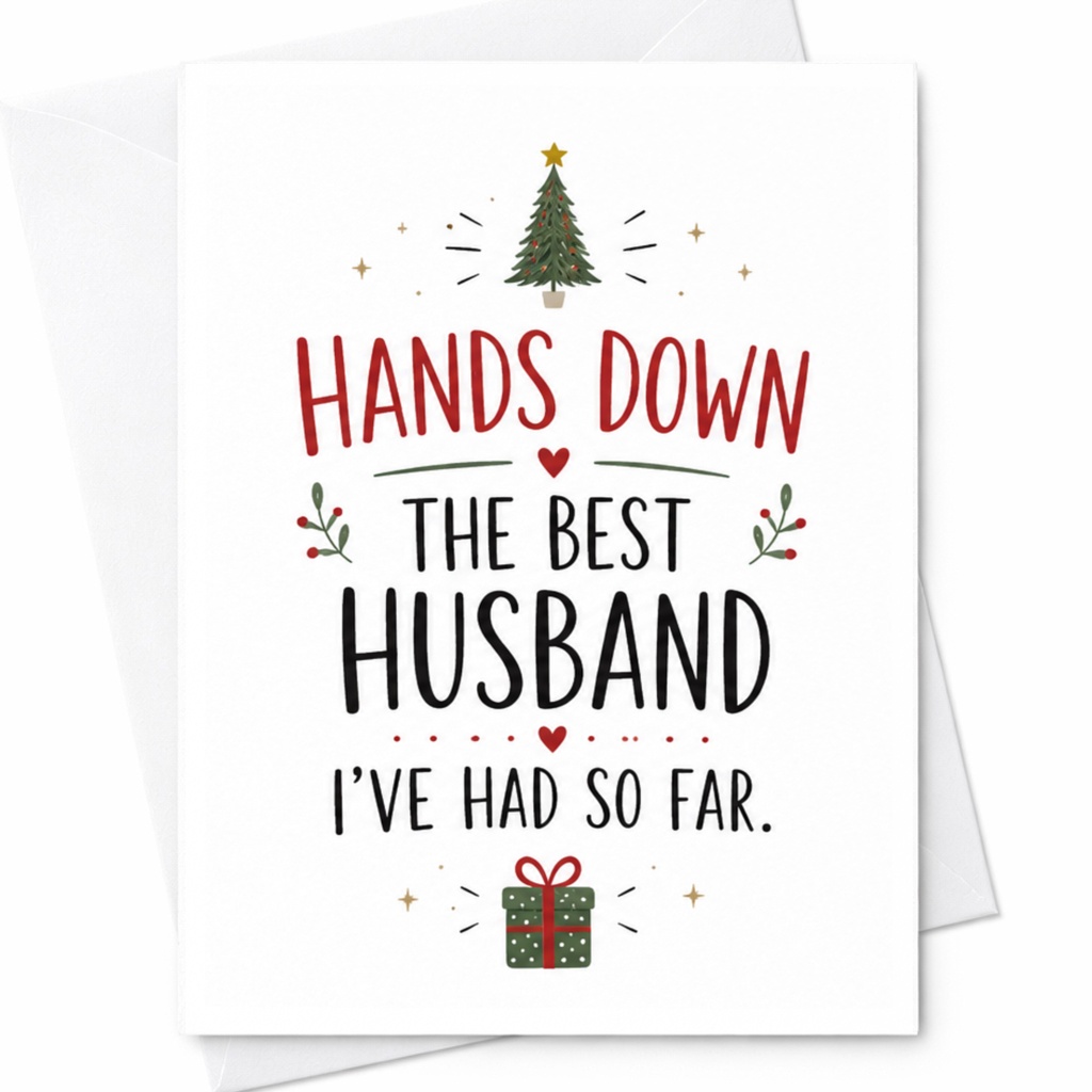 Hands Down The Best Husband I've Had So Far Christmas Card Funny Holiday Greeting For Husband Cute Festive Card With Tree Gift C6399