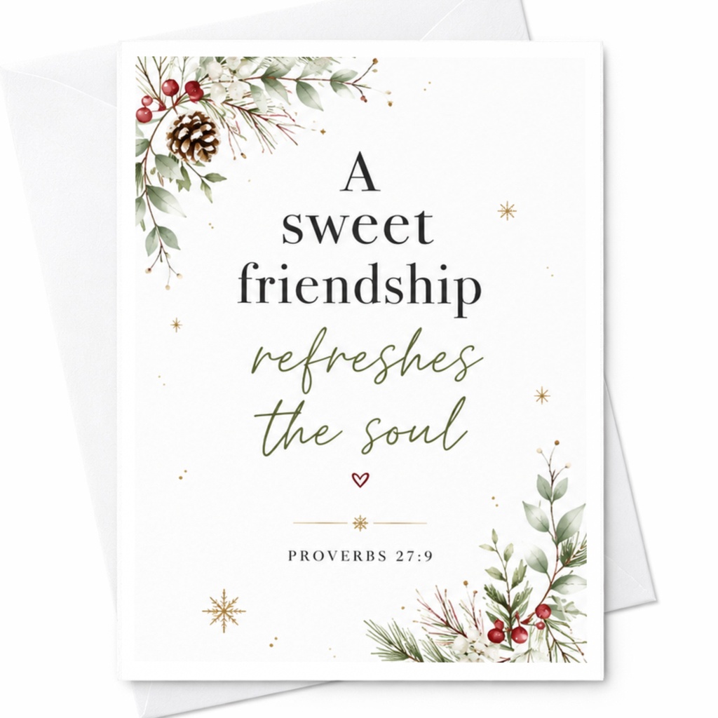 A Sweet Friendship Refreshes The Soul Friendship Card Proverbs 27:9 Inspirational Greeting Card For Friend Floral C6428