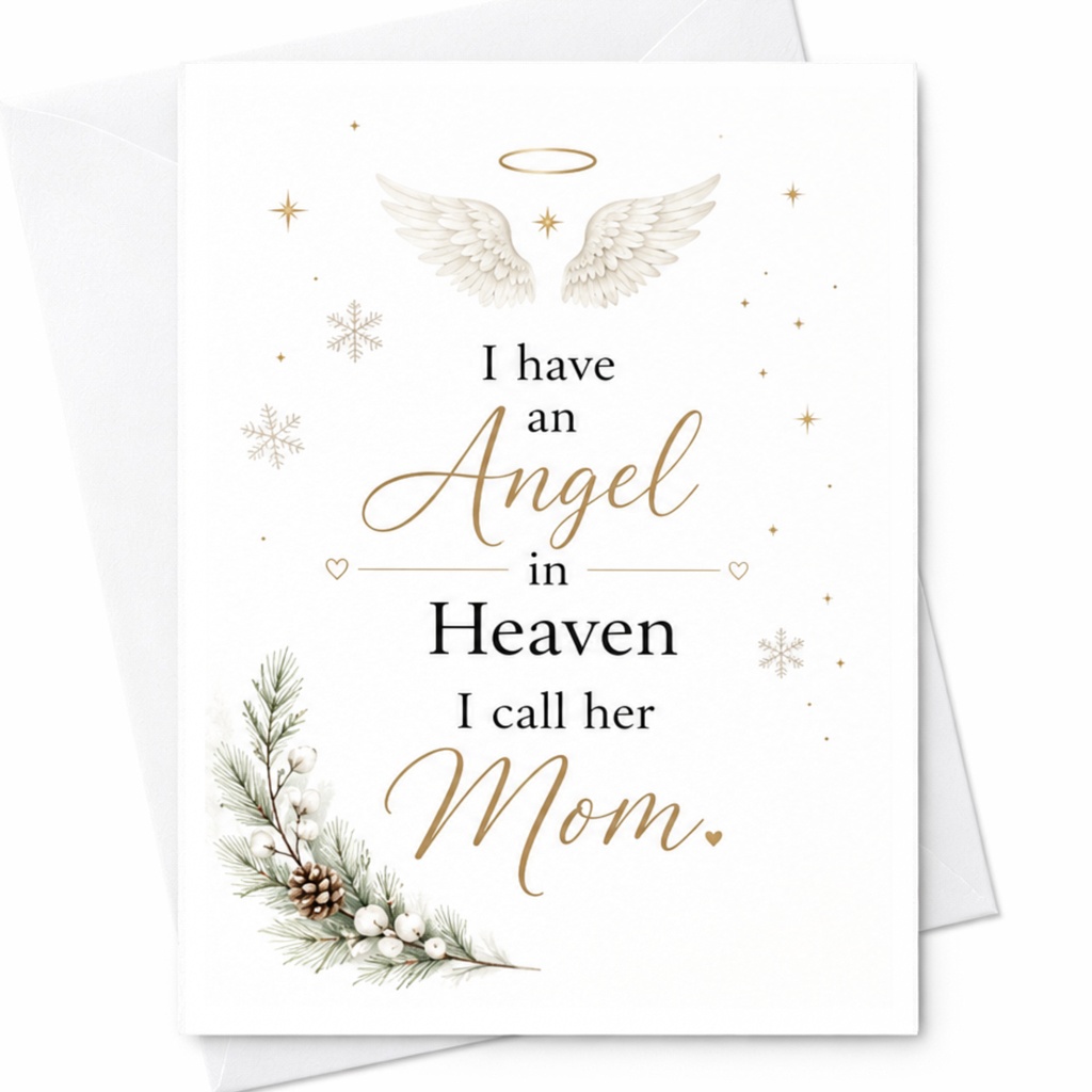 I Have An Angel In Heaven I Call Her Mom Memorial Card Sympathy Card For Loss Of Mother Remembrance Card With Angel Wings C6430