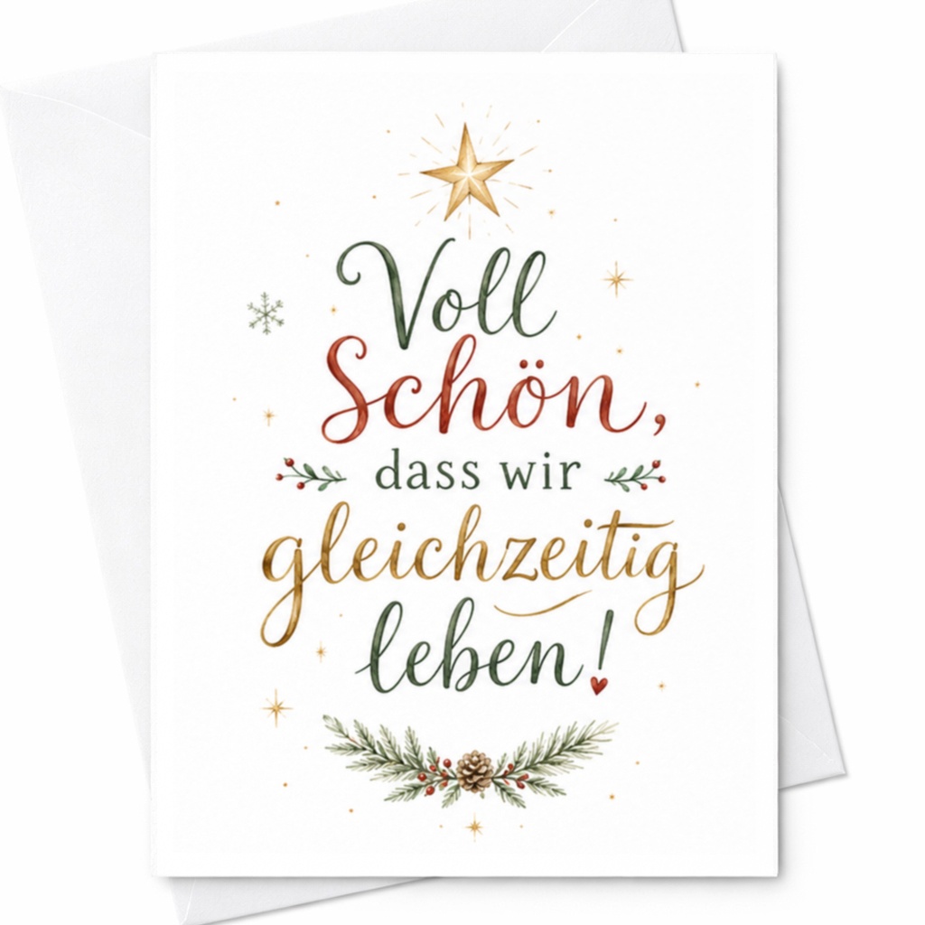 Voll Schön, Dass Wir Gleichzeitig Leben! Christmas Card Festive Holiday Greeting For Friend Family Cute Star C6450