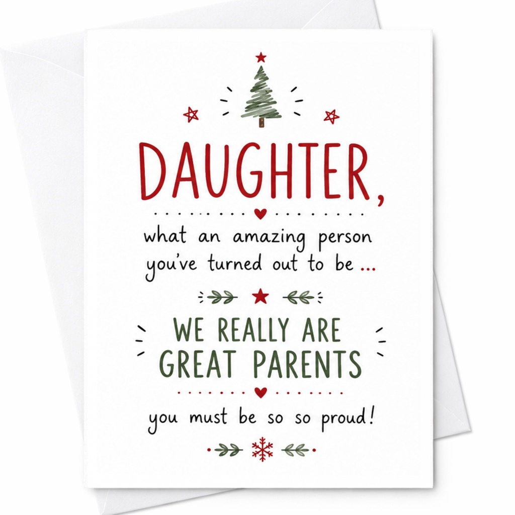 Daughter, What An Amazing Person You've Turned Out To Be Christmas Card For Daughter From Parents Funny Holiday Greeting Card C6465