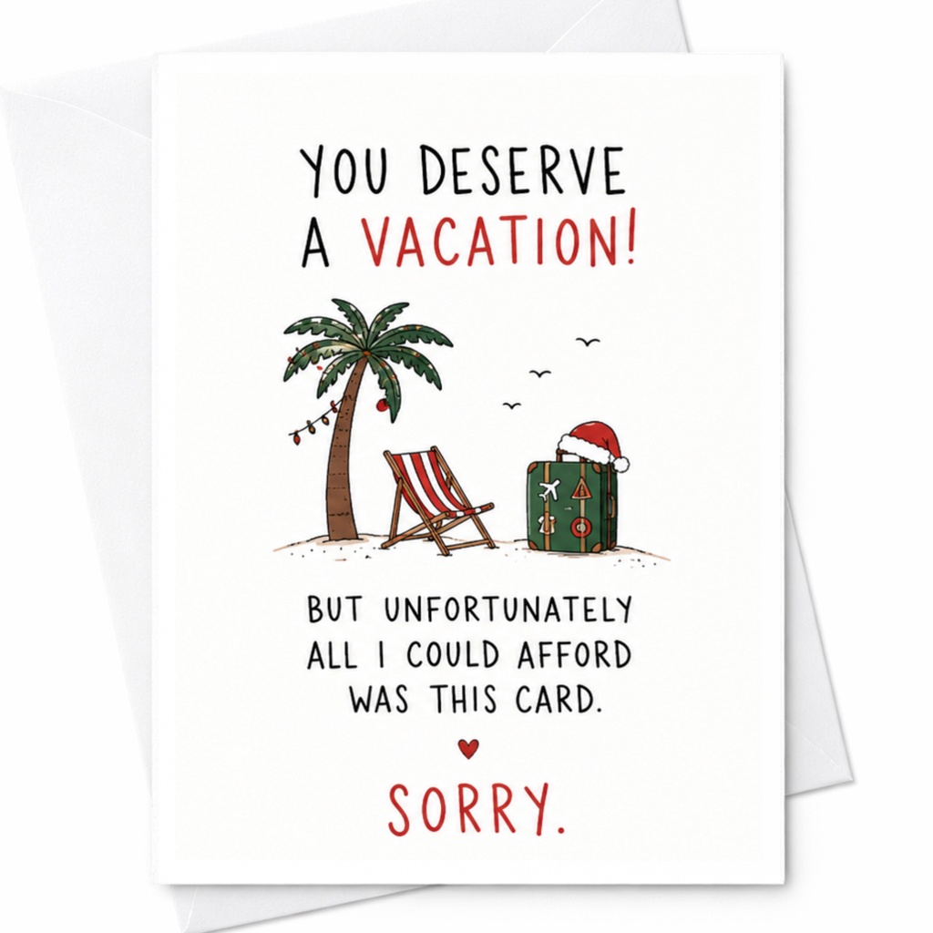 You Deserve A Vacation Funny Apology Card Sorry Card For Friend Vacation Theme Greeting Card C6466
