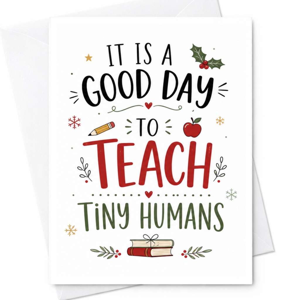 It Is A Good Day To Teach Tiny Humans Teacher Appreciation Card Cute Greeting Card For Educators School Theme C6473
