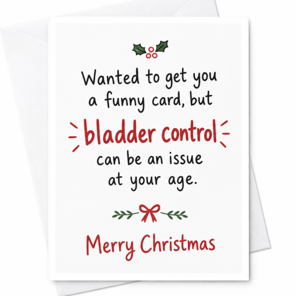 Wanted To Get You A Funny Card Bladder Control Issue Merry Christmas Card Holiday Greeting Card For Friend C6476