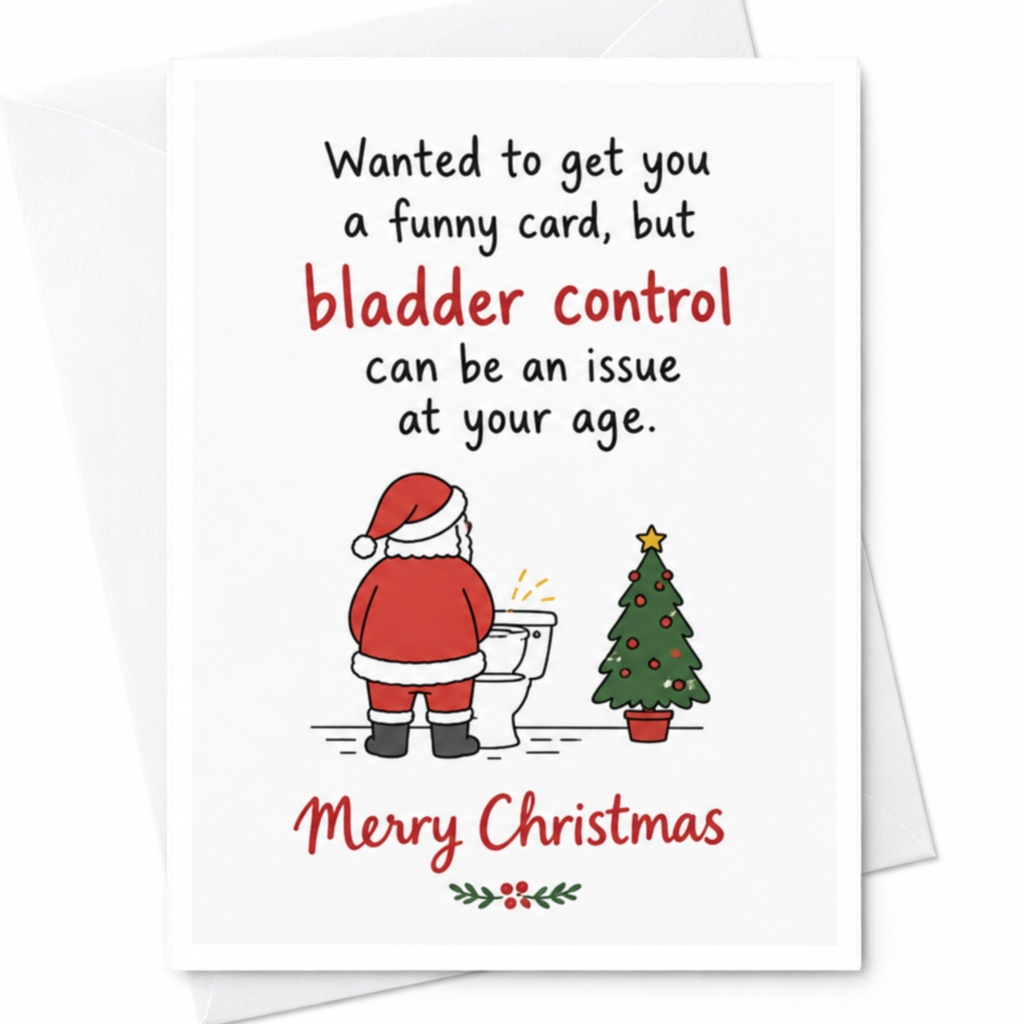 Wanted To Get You A Funny Card Bladder Control Issue Merry Christmas Card Santa Holiday Greeting Card For Friend C6477