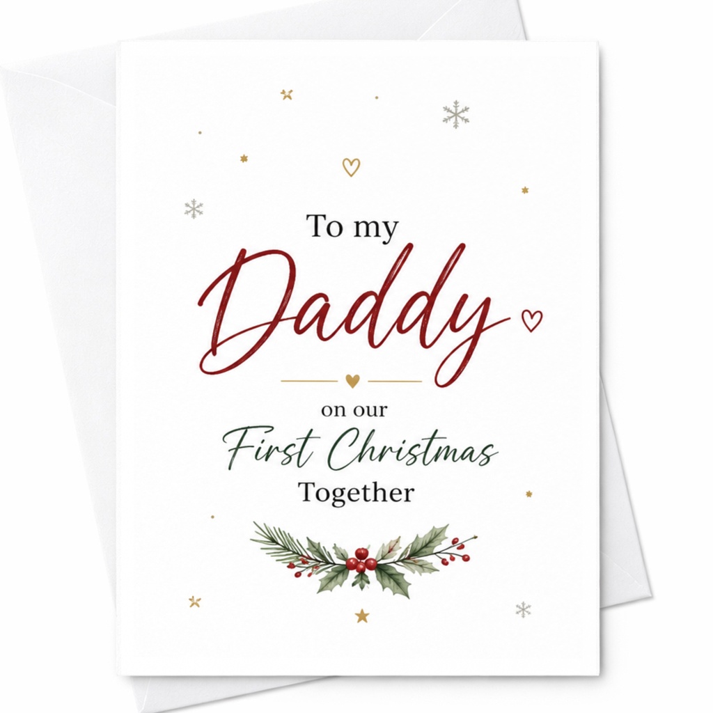 To My Daddy On Our First Christmas Together Festive Christmas Card For Dad From Baby Cute Holiday Greeting Card C6486