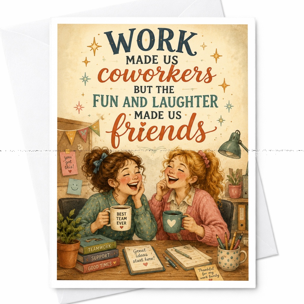 Work Made Us Coworkers Fun Laughter Made Us Friends Friendship Card Cute Office Colleague Appreciation Card For Best Team Ever C6490