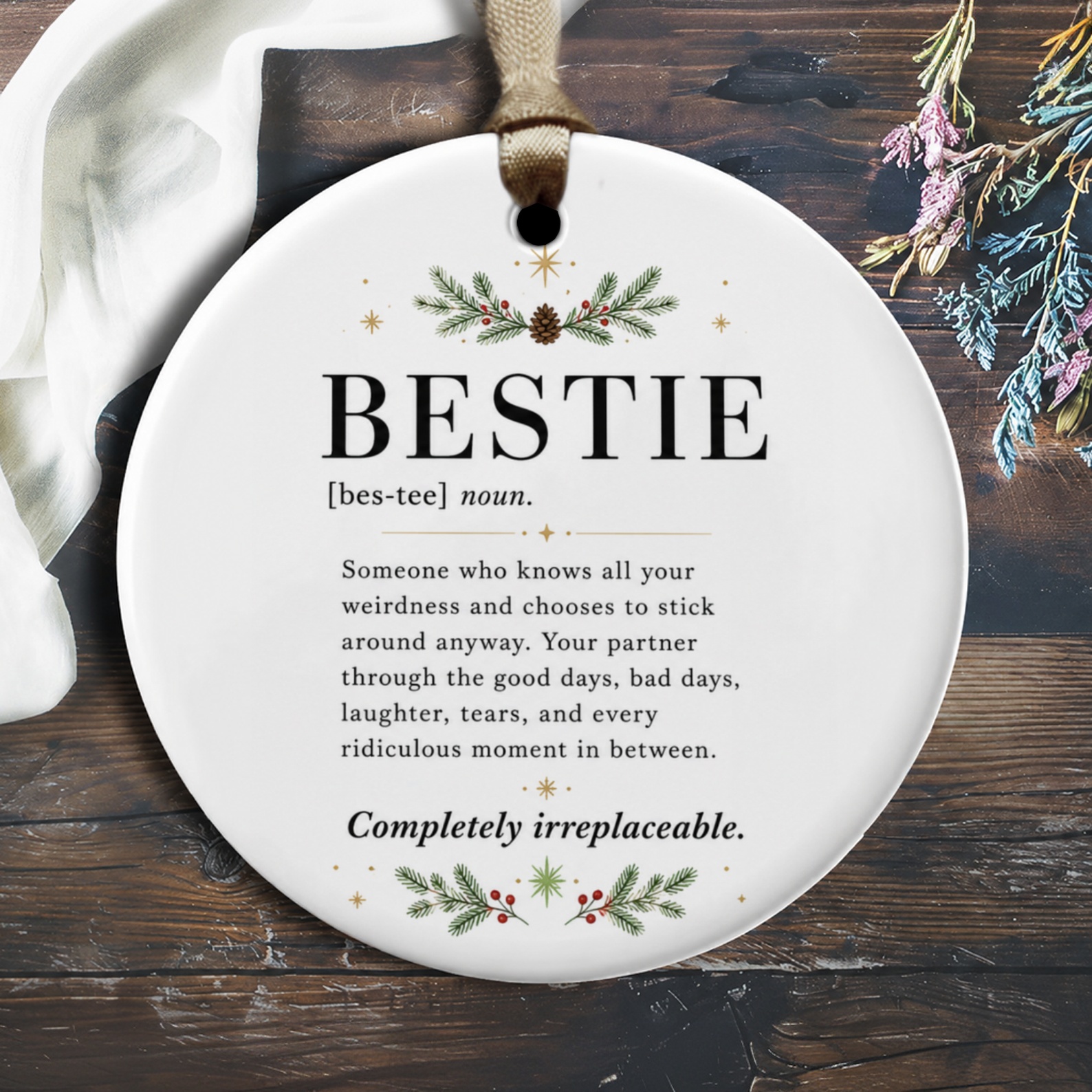Bestie Definition Ornament Friendship Gift For Best Friend Christmas Tree Decoration Festive Holiday Keepsake O1818