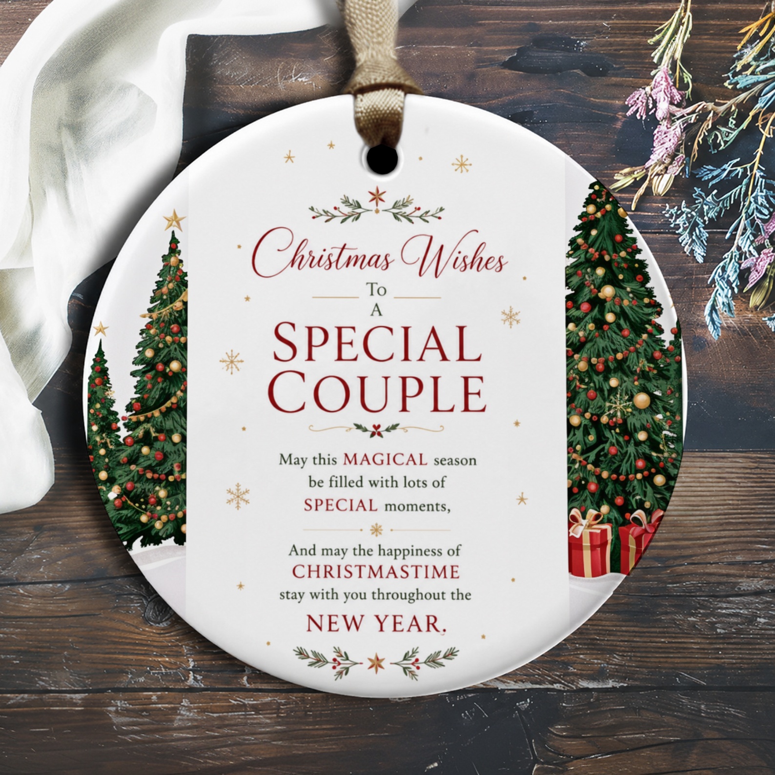Christmas Wishes To A Special Couple Ornament Holiday Decor Christmas Tree Gift For Couple Festive Keepsake Decoration O1835