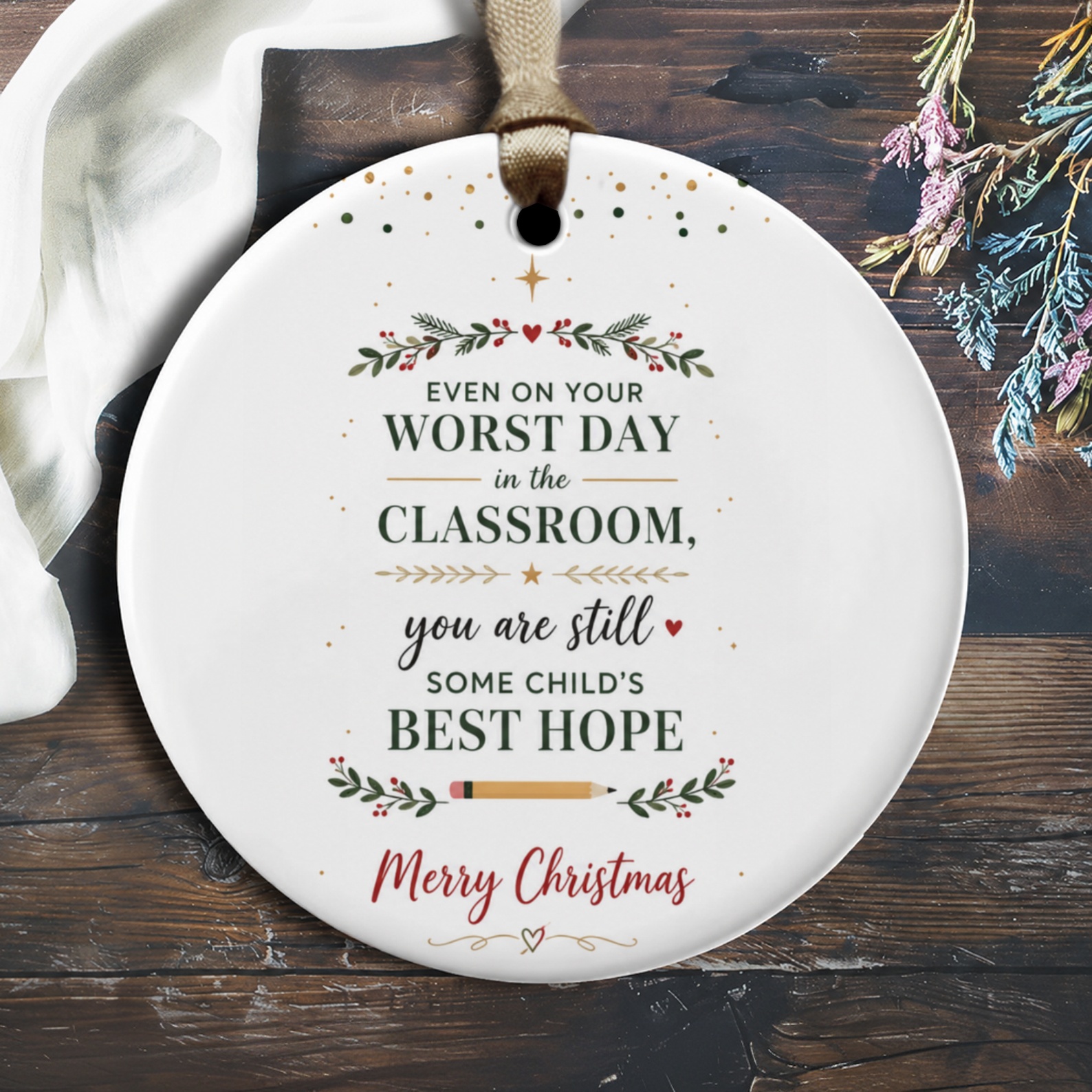 Even On Your Worst Day Teacher Ornament Christmas Gift Classroom Appreciation Holiday Decor For Teachers Inspirational O1841