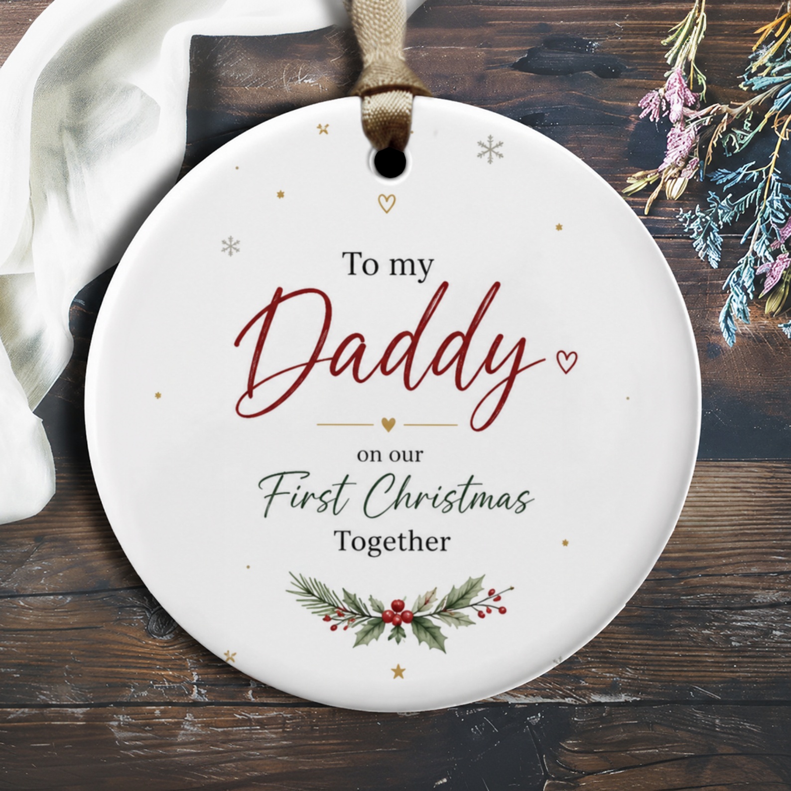 To My Daddy On Our First Christmas Together Ornament Holiday Decoration Gift For Dad From Baby Cute Keepsake O1853