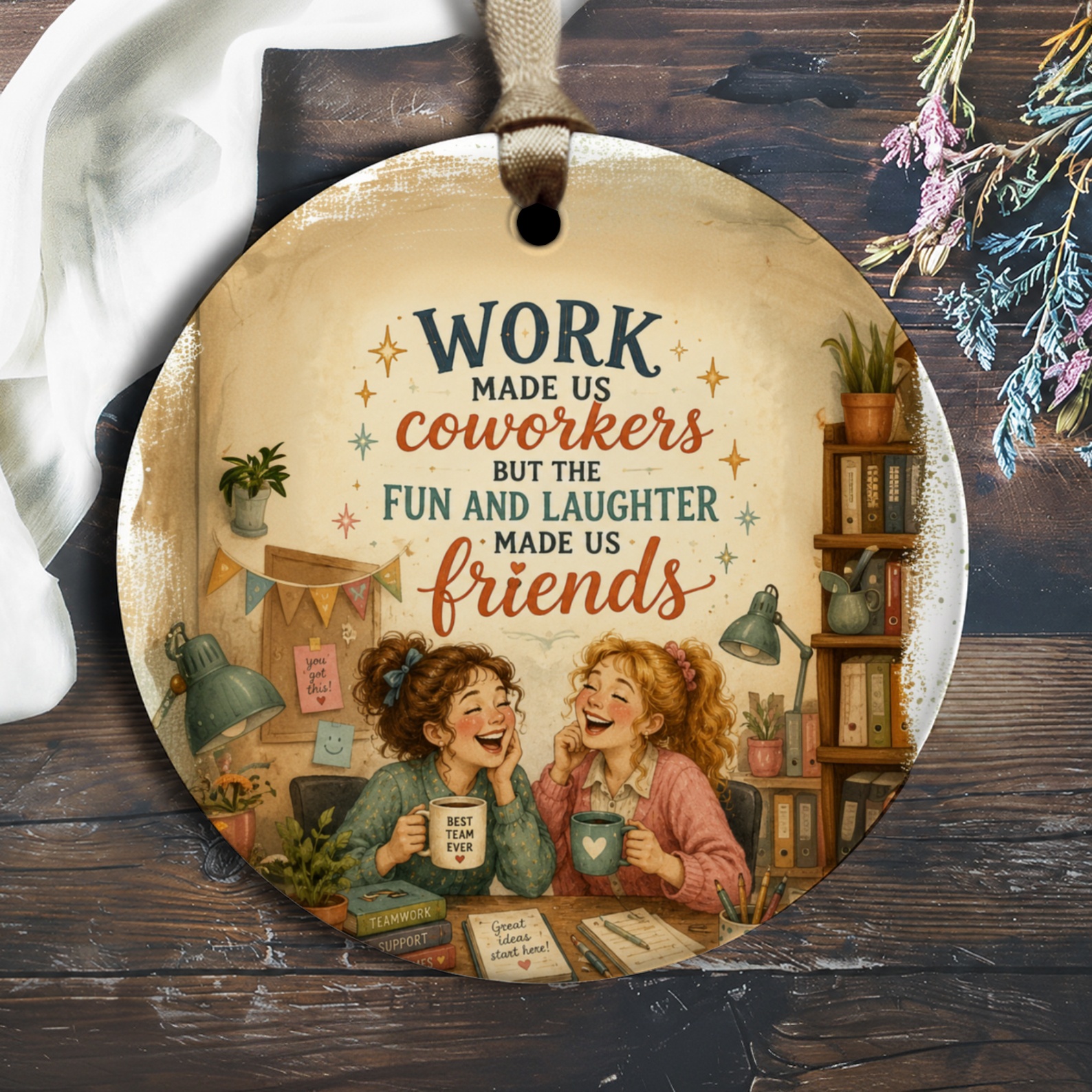 Work Made Us Coworkers But The Fun And Laughter Made Us Friends Ornament Friendship Appreciation Gift Office Decor O1860