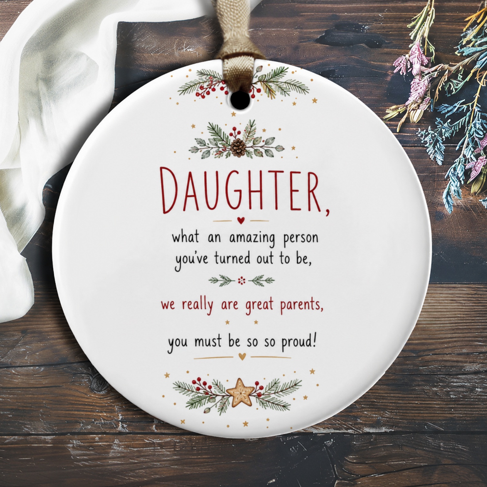 Daughter Amazing Person Ornament Christmas Gift For Daughter Festive Floral Holiday Decoration Sentimental Keepsake O1869
