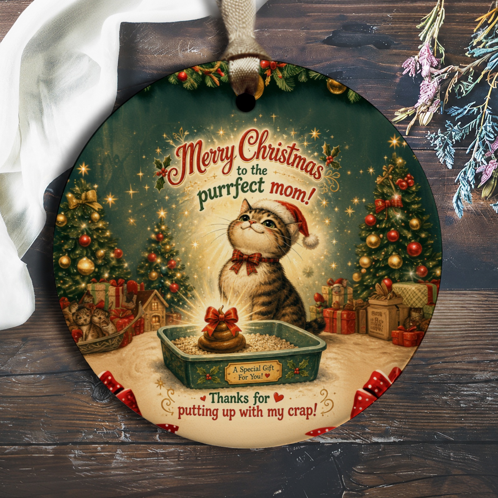 Merry Christmas To The Purrfect Mom Cat Ornament Funny Holiday Decor Gift For Cat Lovers Cute Christmas Tree Decoration O1872