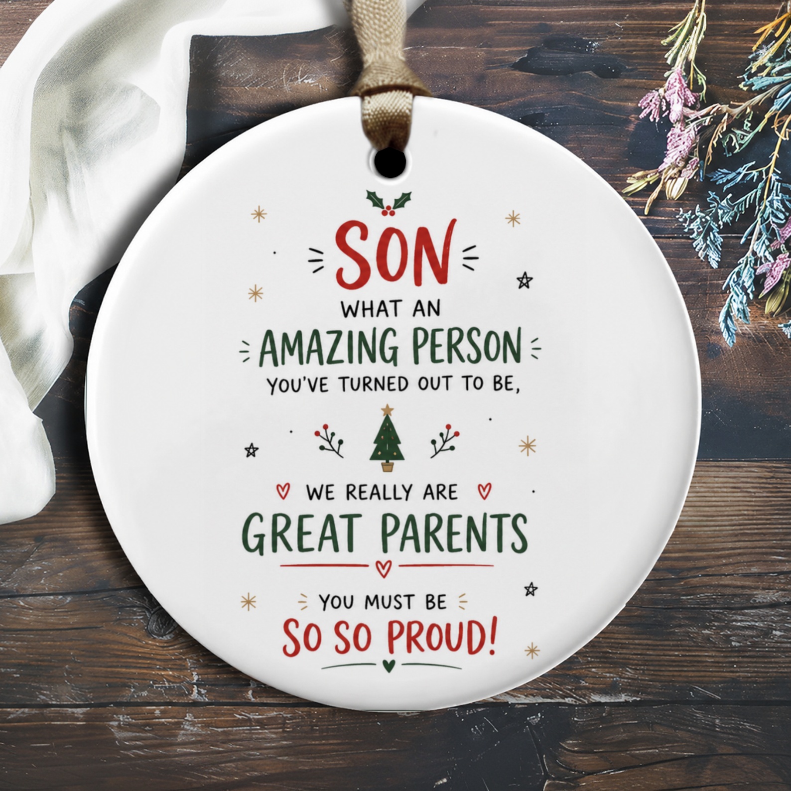 Son What An Amazing Person Christmas Ornament Festive Holiday Decoration Proud Parents Gift For Son Keepsake O1894