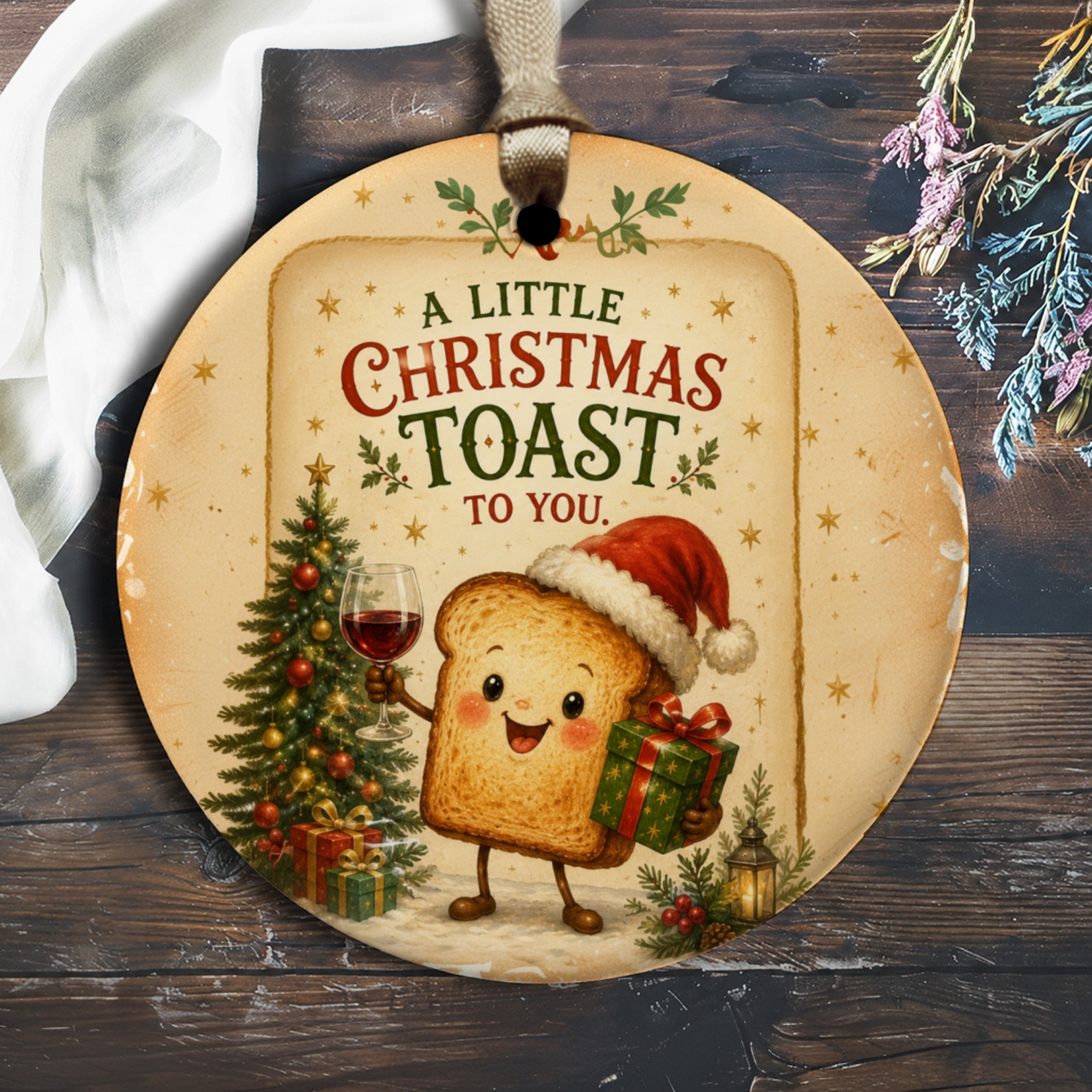 A Little Christmas Toast To You Cute Holiday Ornament Christmas Tree Decoration Festive Toast Gift Idea O1874