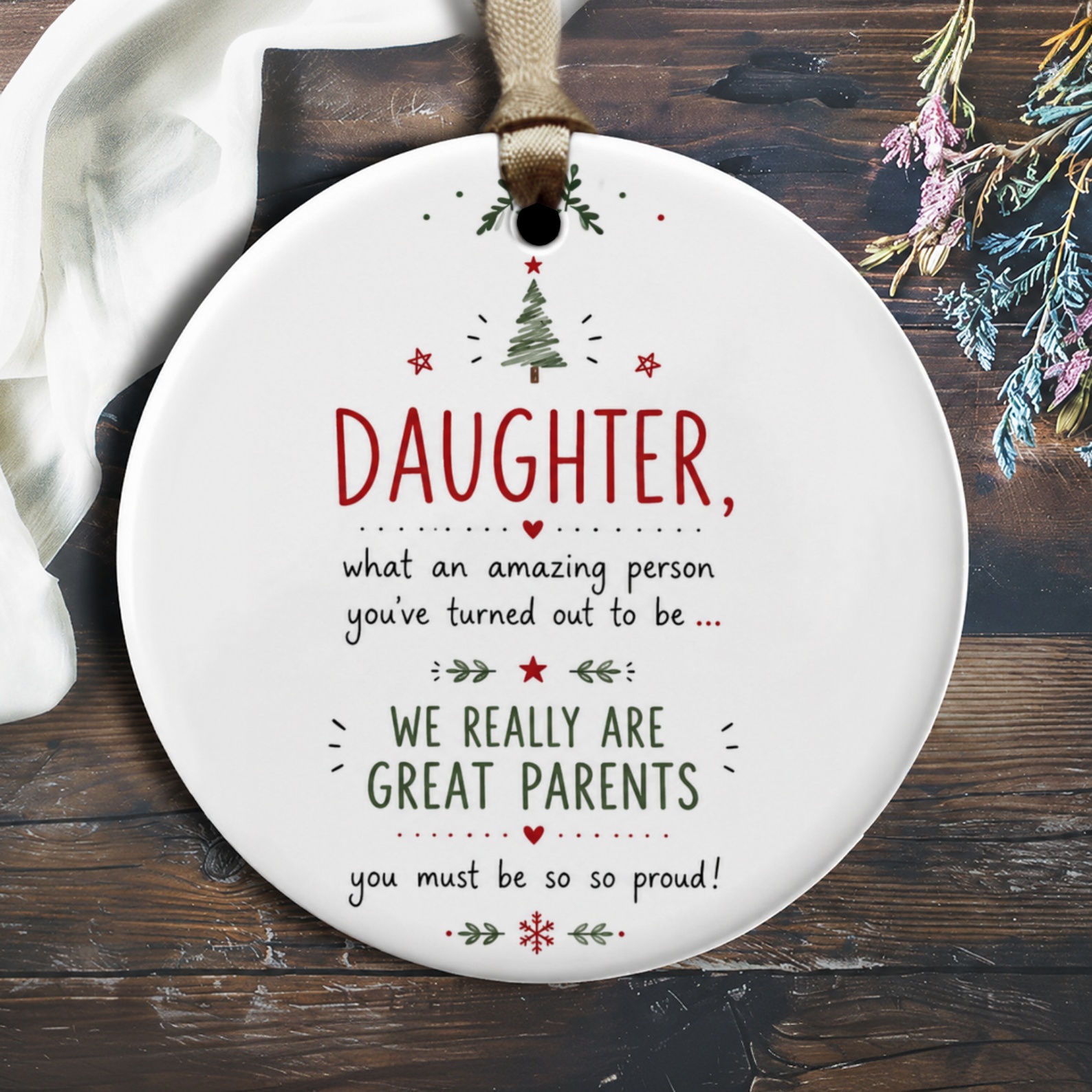 Daughter Amazing Person Christmas Ornament Funny Holiday Gift For Daughter From Parents Cute Tree Decoration O1875