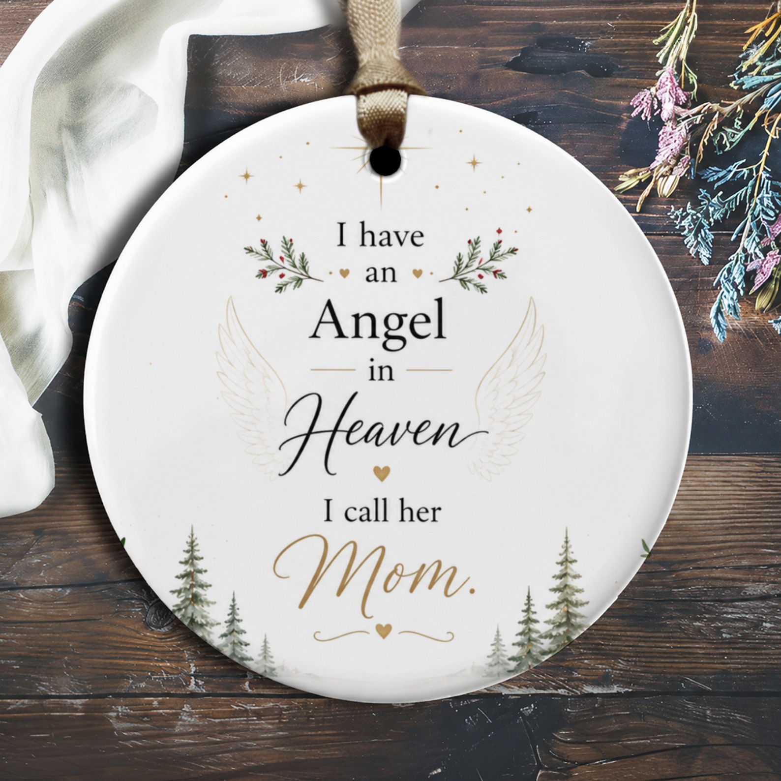 I Have An Angel In Heaven I Call Her Mom Memorial Ornament Remembrance Gift For Loss Of Mother Christmas Tree Decoration O1910