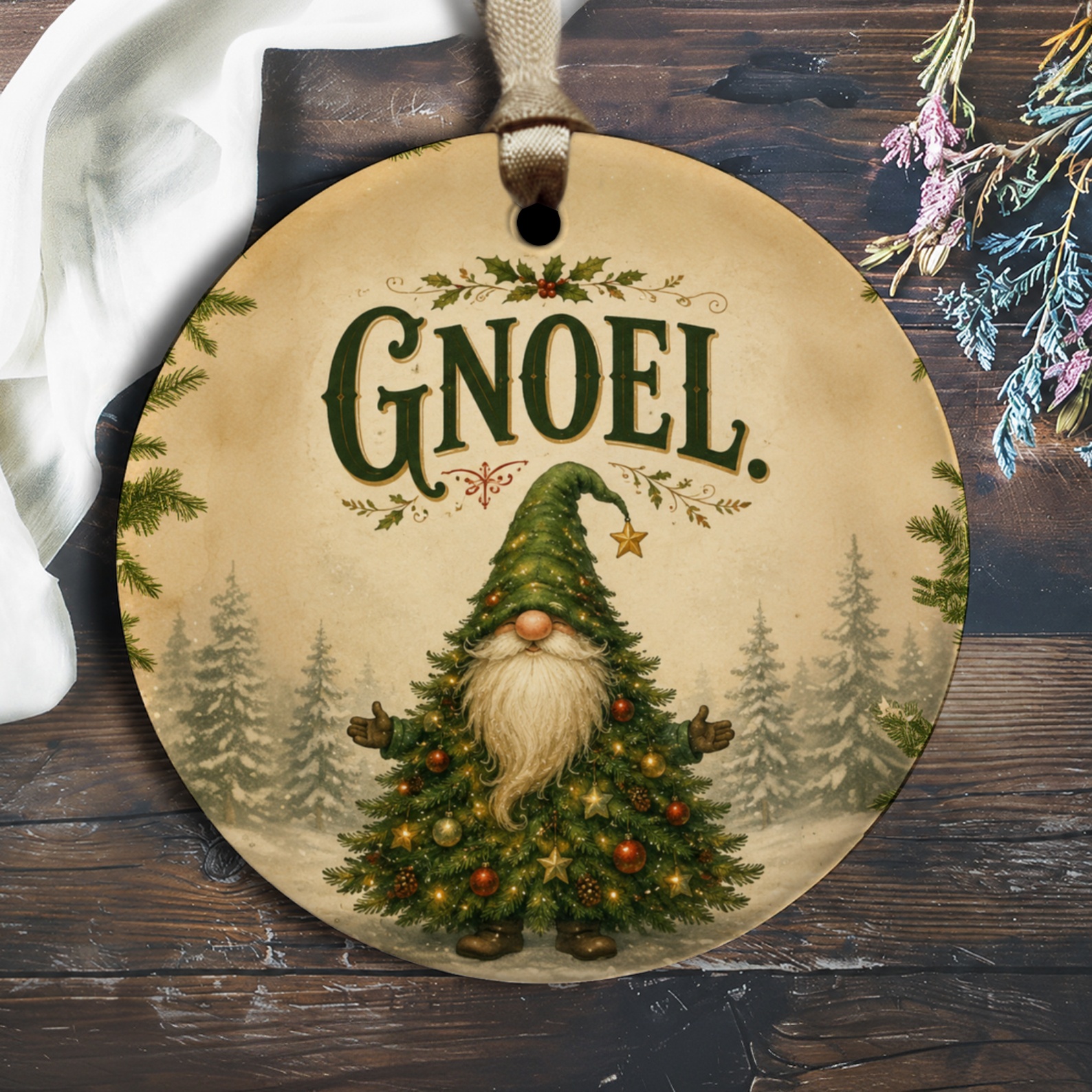 Gnoel. Christmas Ornament Gnome Tree Decoration Holiday Decor Festive Home Accent Winter Wonderland Gift Idea O1919