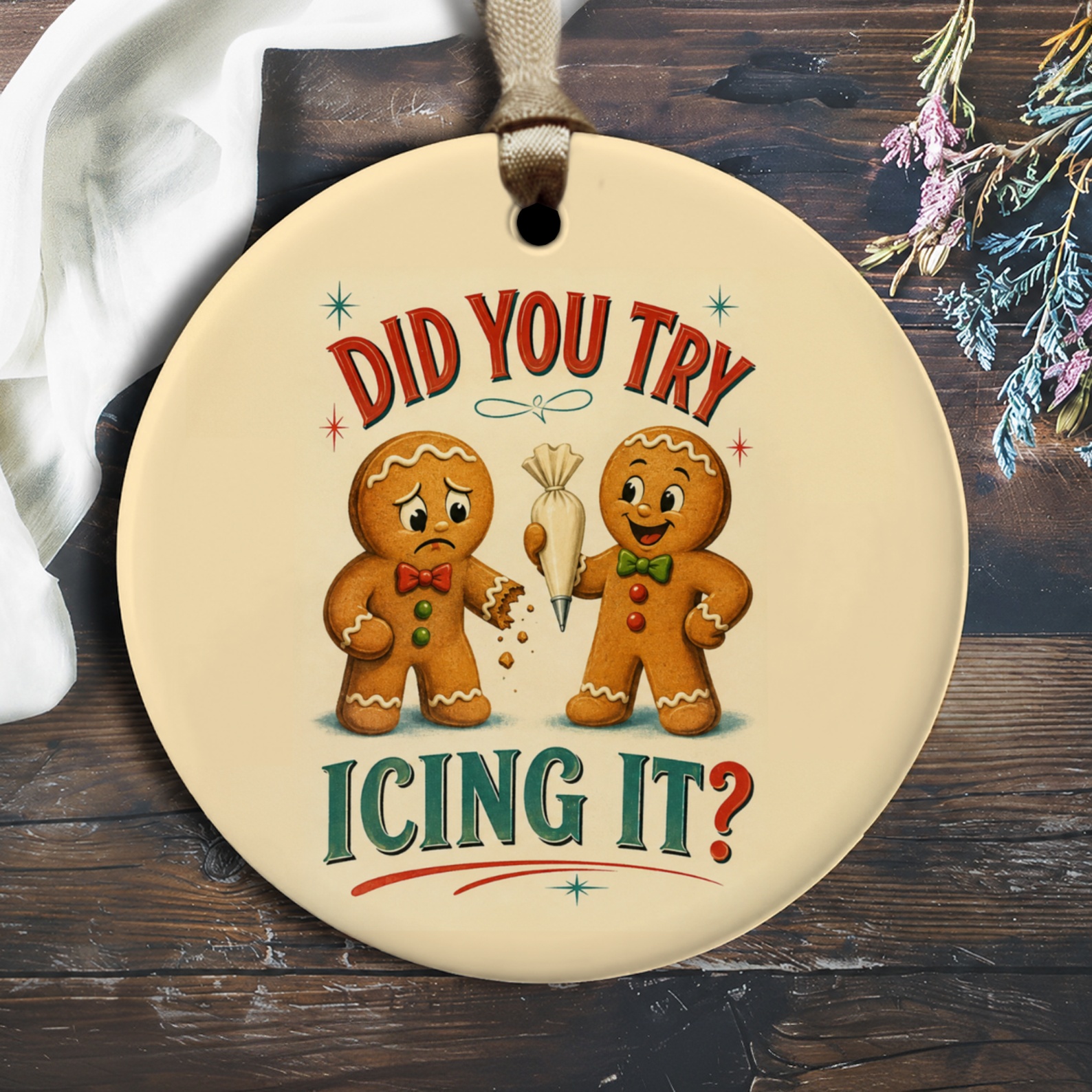 Did You Try Icing It? Funny Gingerbread Ornament Christmas Tree Decoration Cute Holiday Decor Gift O1935