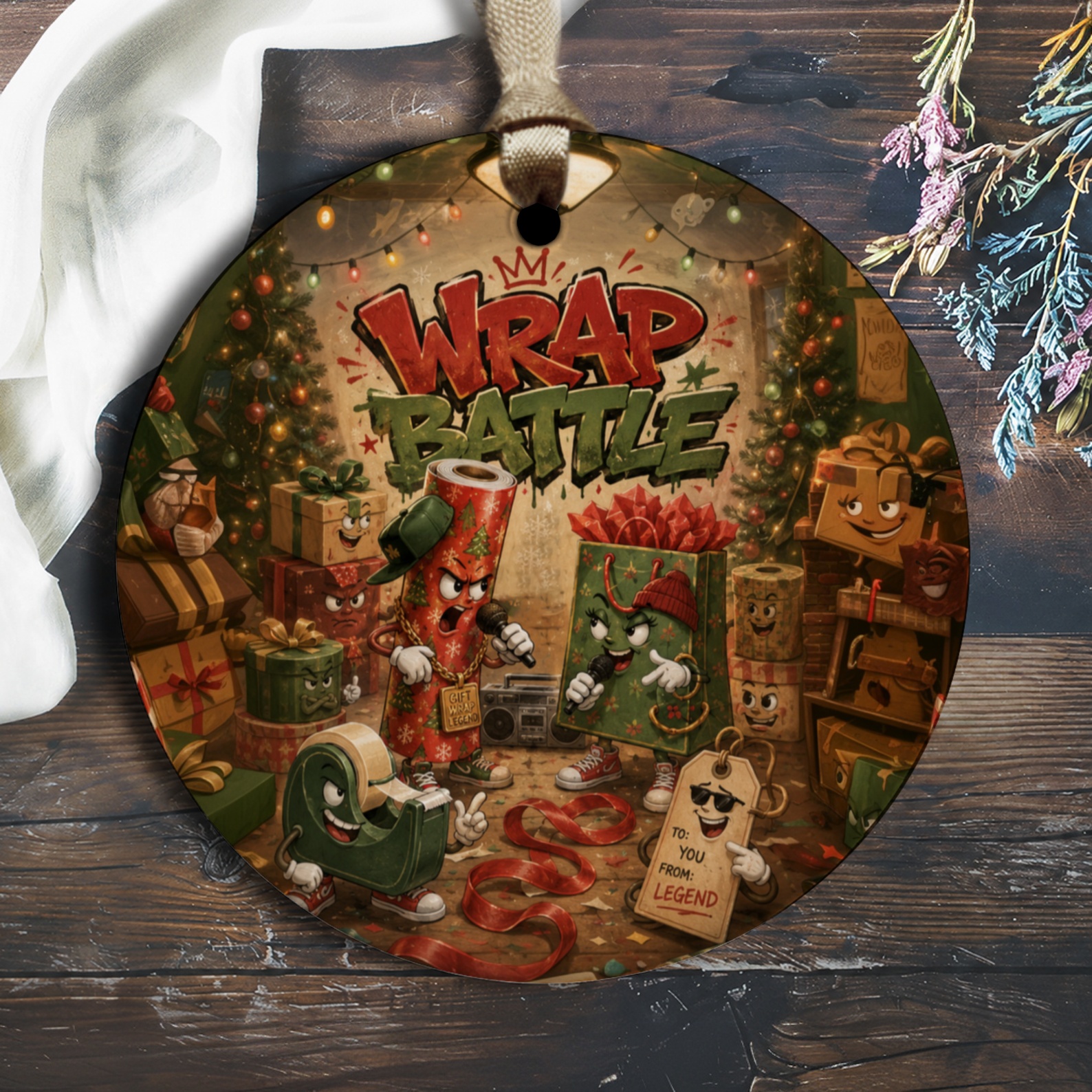 Wrap Battle Christmas Ornament Festive Holiday Decor Funny Gift Wrap Characters Tree Decoration Unique Xmas Ornament O1938