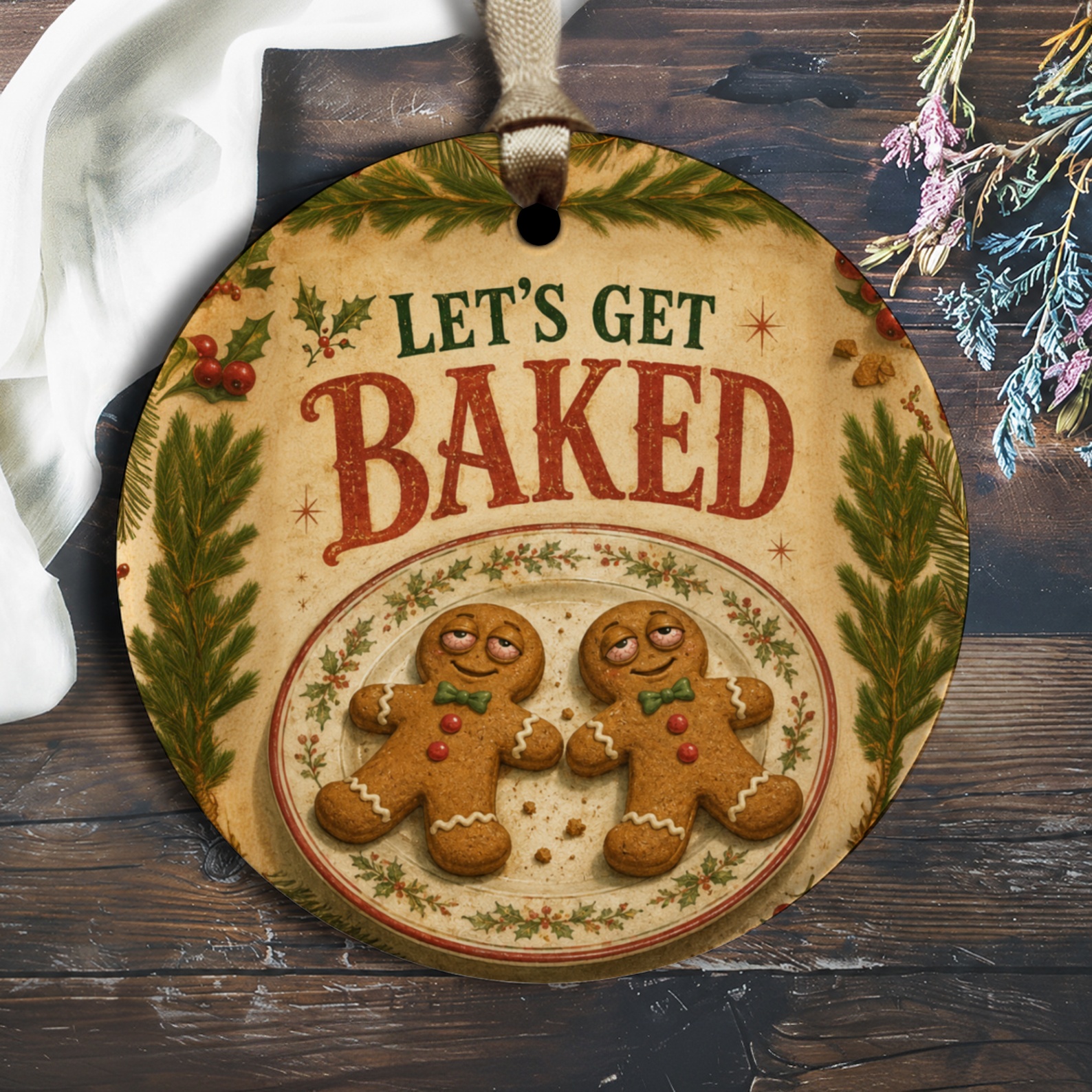 Let's Get Baked Funny Christmas Ornament Gingerbread Cookies Holiday Decor Cute Festive Tree Decoration Gift For Bakers O1956