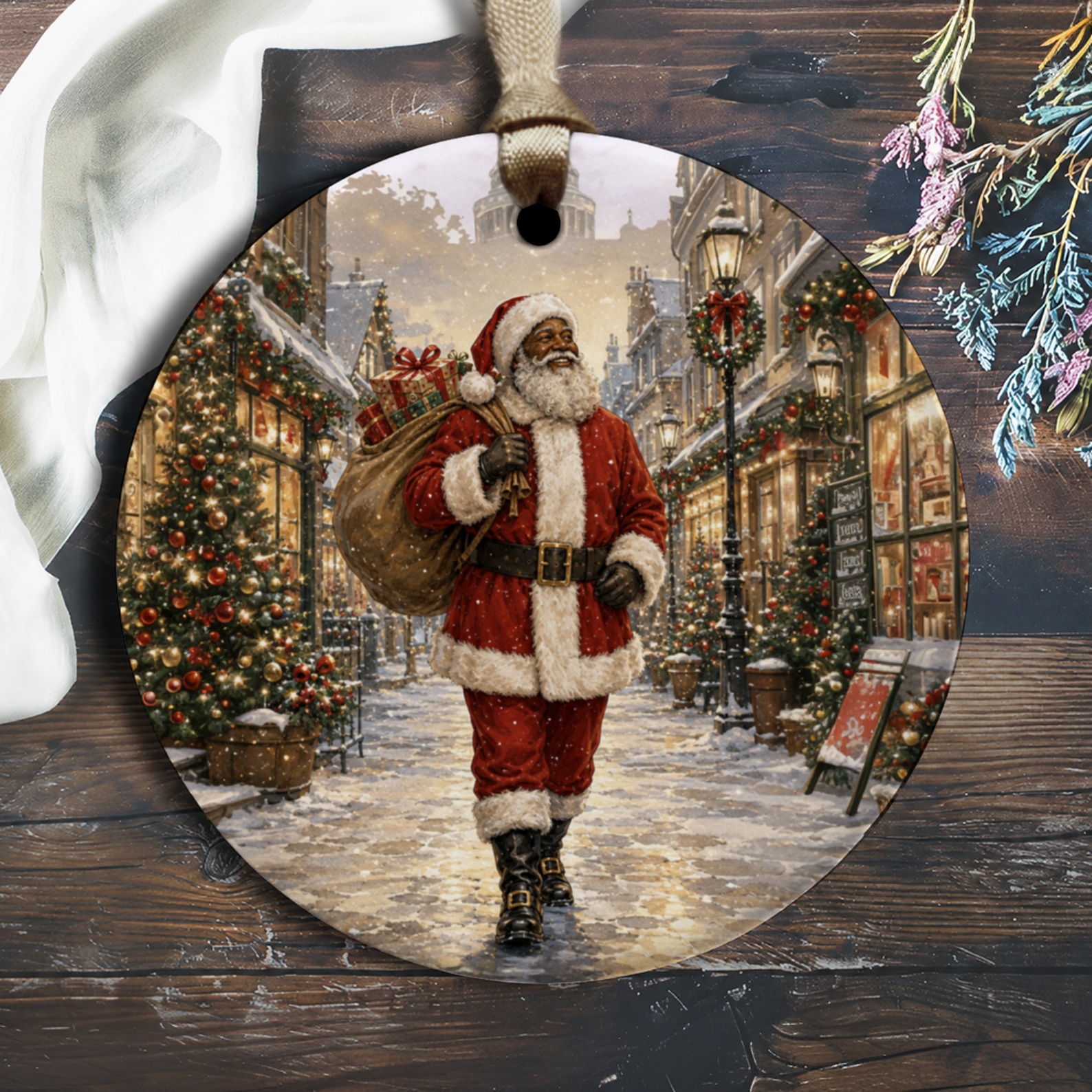 Santa Claus Christmas Ornament Festive Holiday Decor Vintage Inspired Santa Decoration For Tree Winter Wonderland Scene O2000