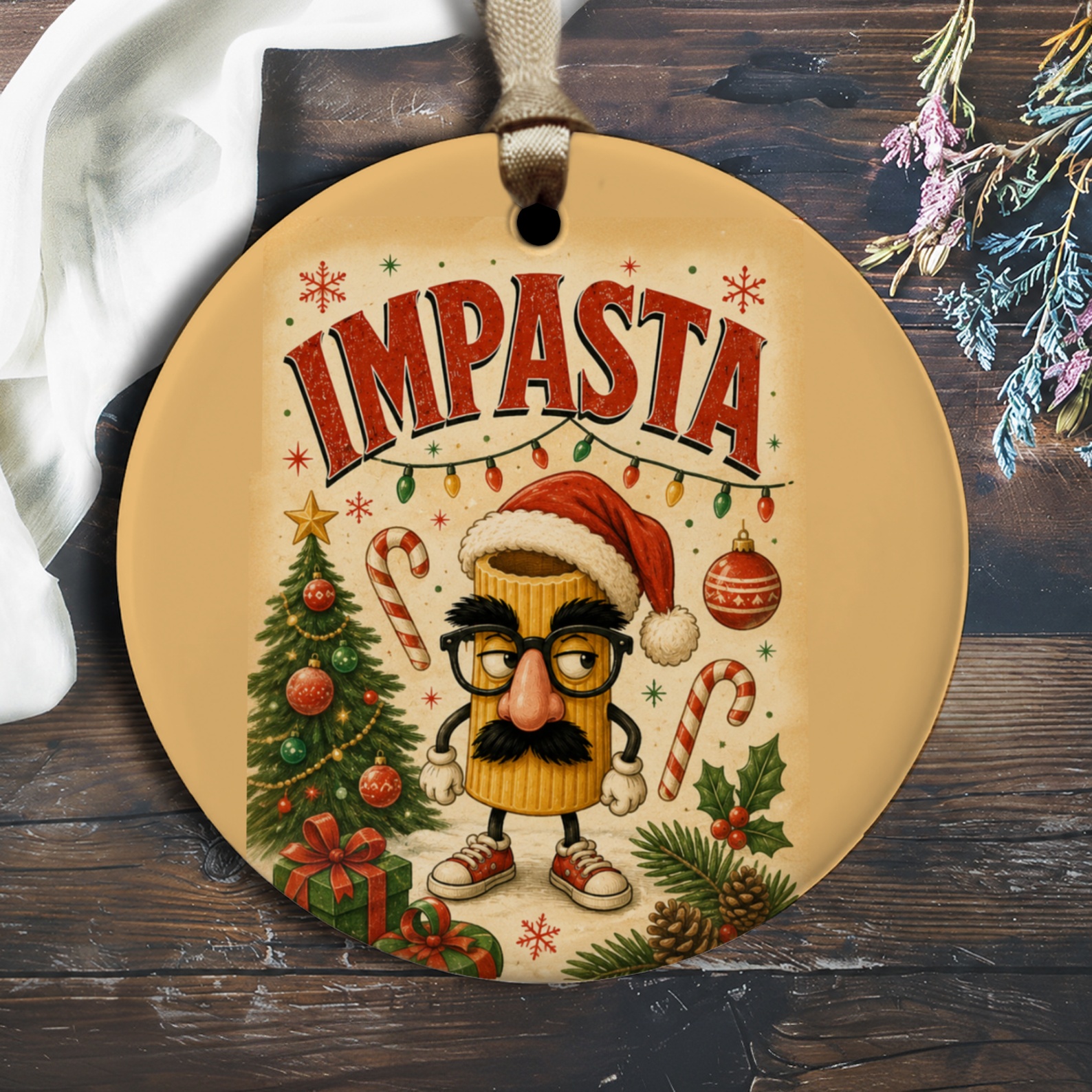 Impasta Funny Christmas Ornament Pasta Character Holiday Decor Cute Festive Tree Decoration Gift For Food Lovers O1931