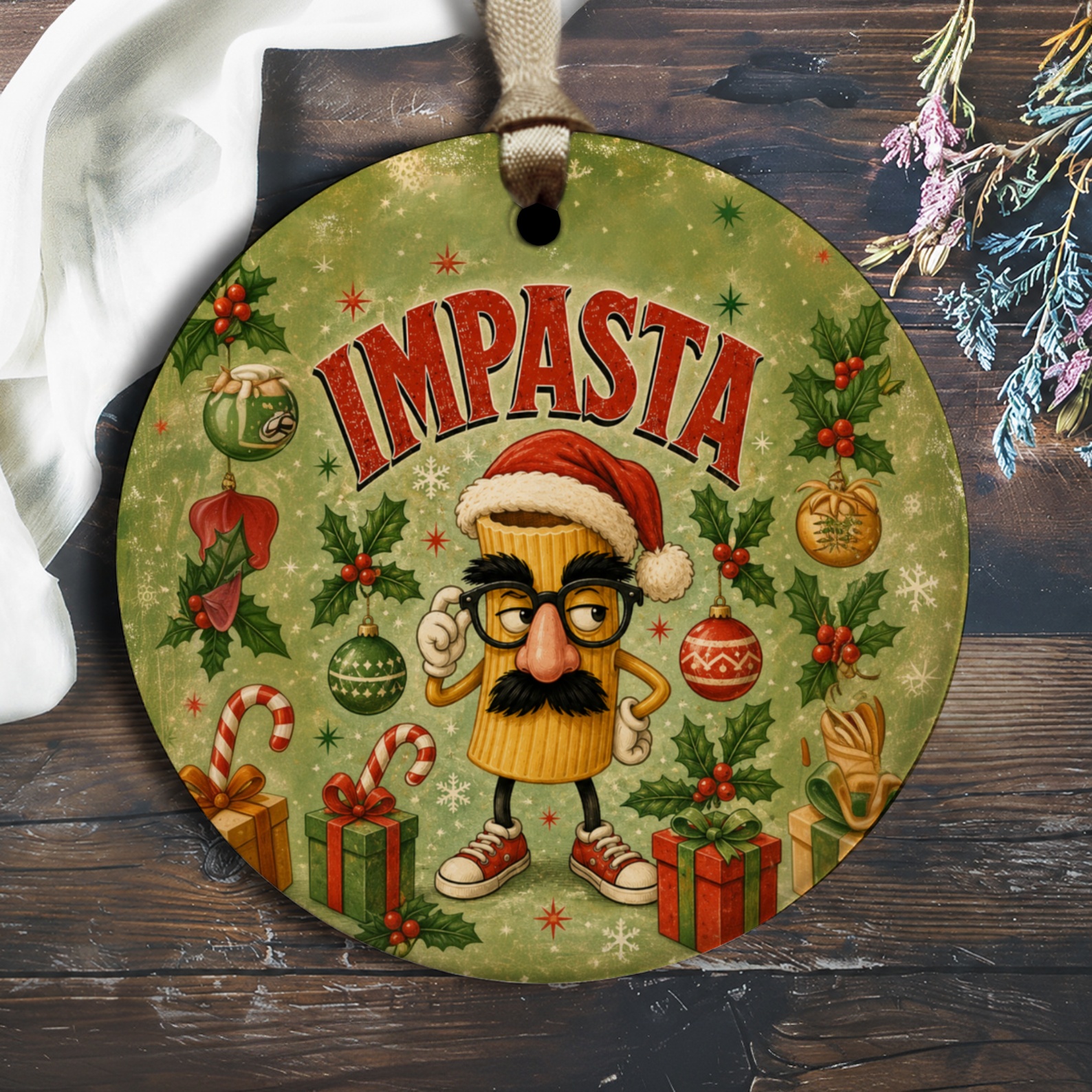 Impasta Funny Christmas Ornament Pasta Character Holiday Decor Cute Festive Gift Idea For Food Lovers O1932
