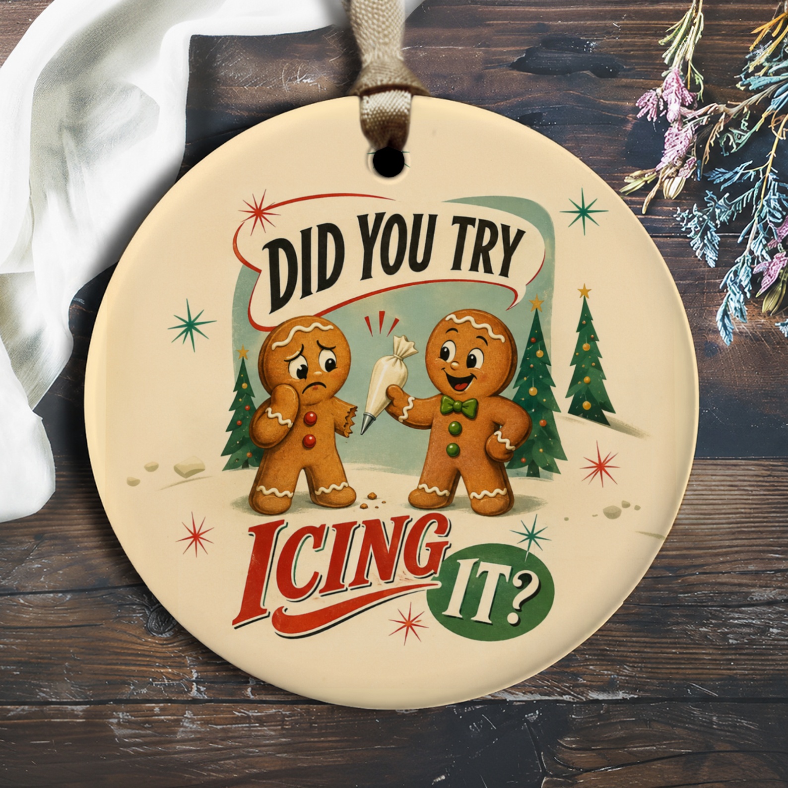 Did You Try Icing It? Funny Gingerbread Ornament Christmas Tree Decoration Cute Holiday Decor Gift Idea O1934