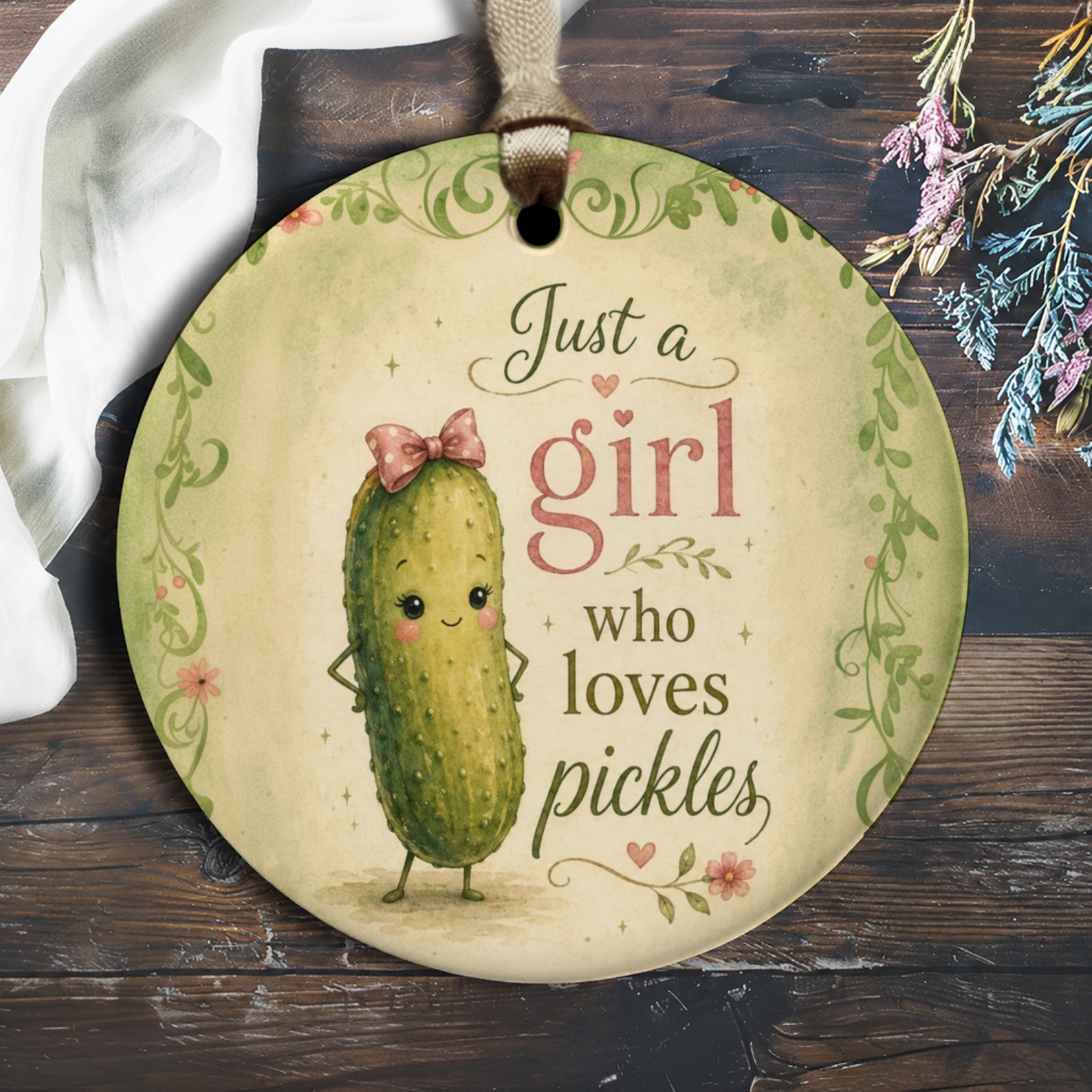 Just A Girl Who Loves Pickles Ornament Cute Pickle Decor Funny Kitchen Decoration Gift For Her Pickle Lover Home Decor O1954