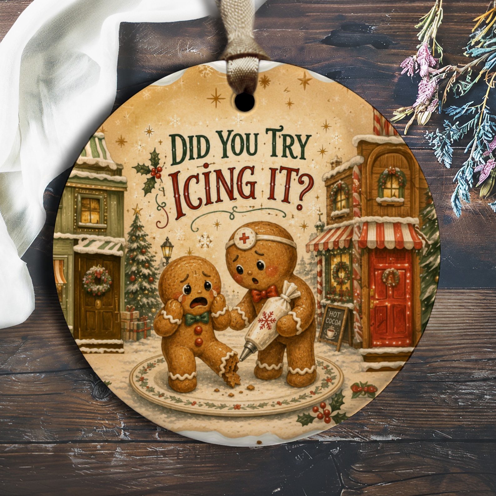 Did You Try Icing It? Funny Gingerbread Ornament Christmas Decor Cute Holiday Decoration Gift Idea O1990