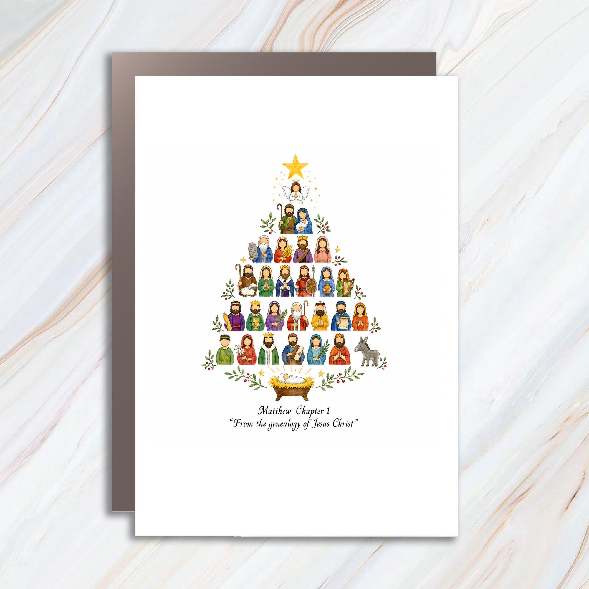 Matthew Chapter 1 From The Genealogy Of Jesus Christ Christmas Card Nativity Scene Religious Holiday Card Christian Greeting C1484