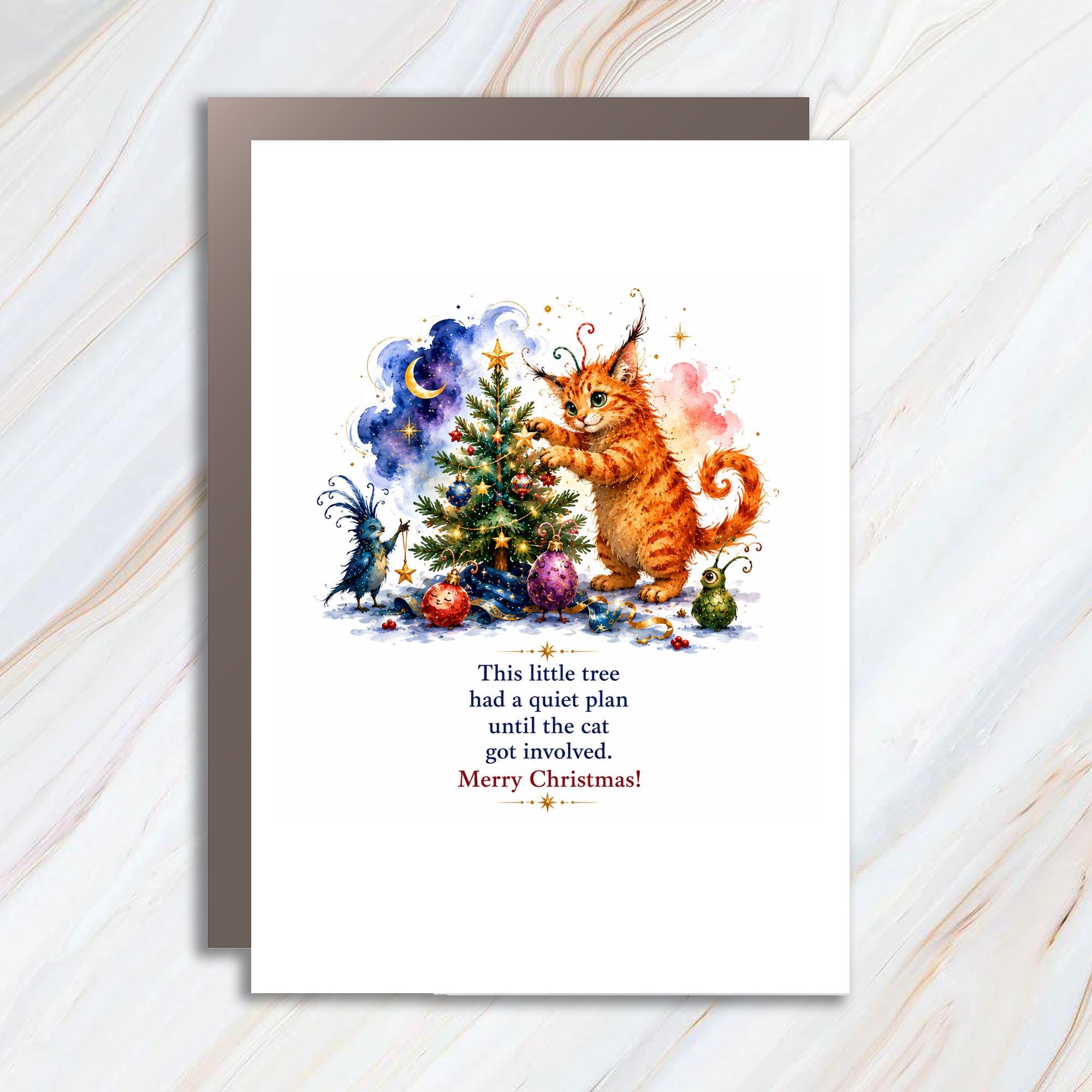 This Little Tree Had A Quiet Plan Until The Cat Got Involved Merry Christmas Card Cute Cat Holiday Card For Cat Lover Funny Xmas C C1507