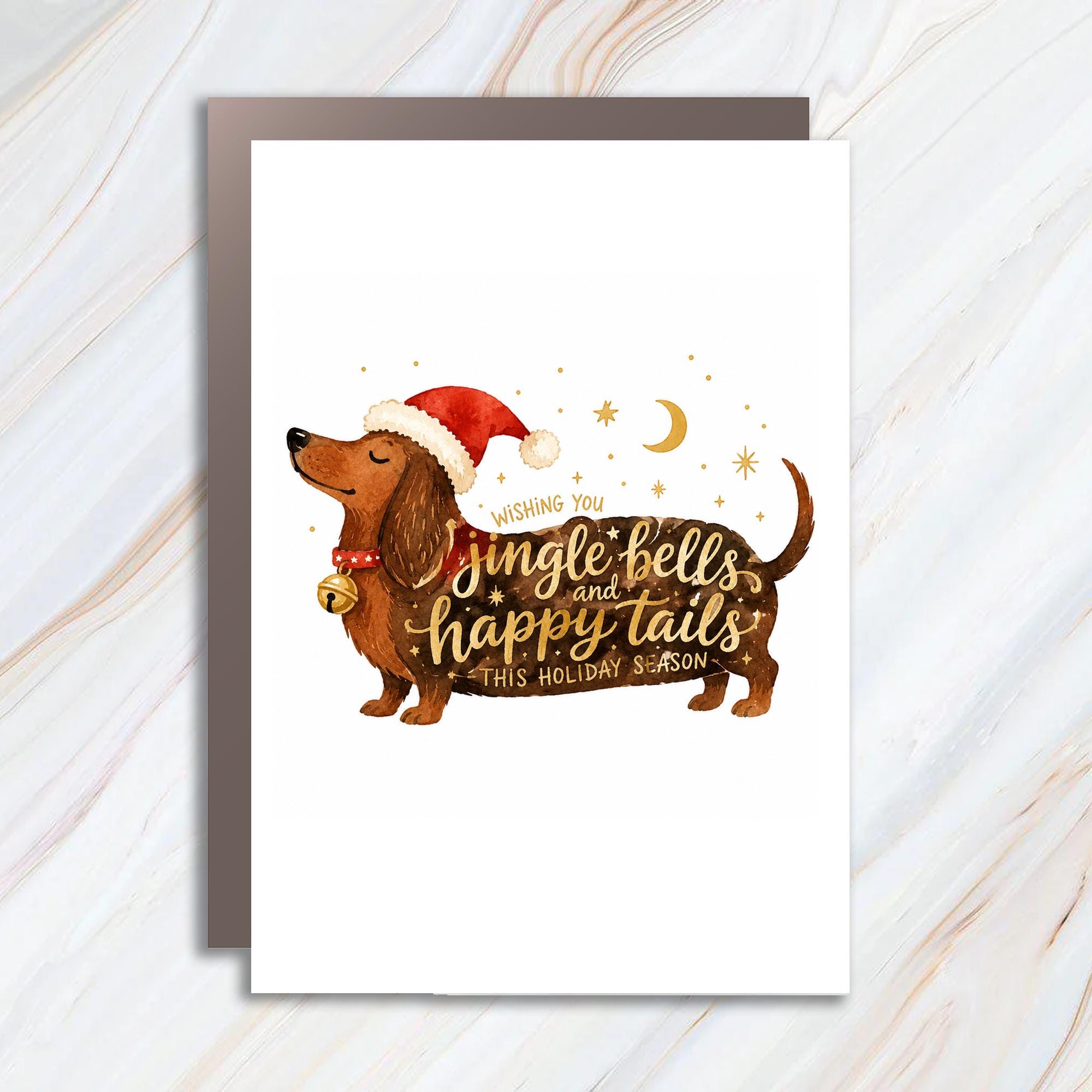 Wishing You Jingle Bells And Happy Tails This Holiday Season Christmas Card Cute Dog Lover Holiday Greeting Card Festive C1491